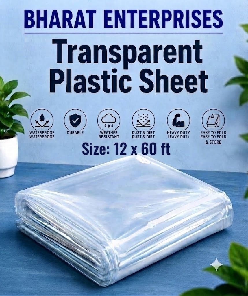bharatentrprises Transparent Dust Protection Sheet size 12*60 Tent - For Furniture Covering, Construction Work-picture-47