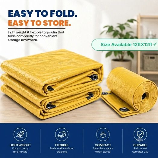 jsk global trade Tarpaulin Sheet Waterproof 170 GSM-For Tarpaulin-Tripal-Sheet 12FtX12Ft Tent - For Construction,Agriculture,Industry,Roof,Camping,Gardens,Transport,Outdoors-picture-40