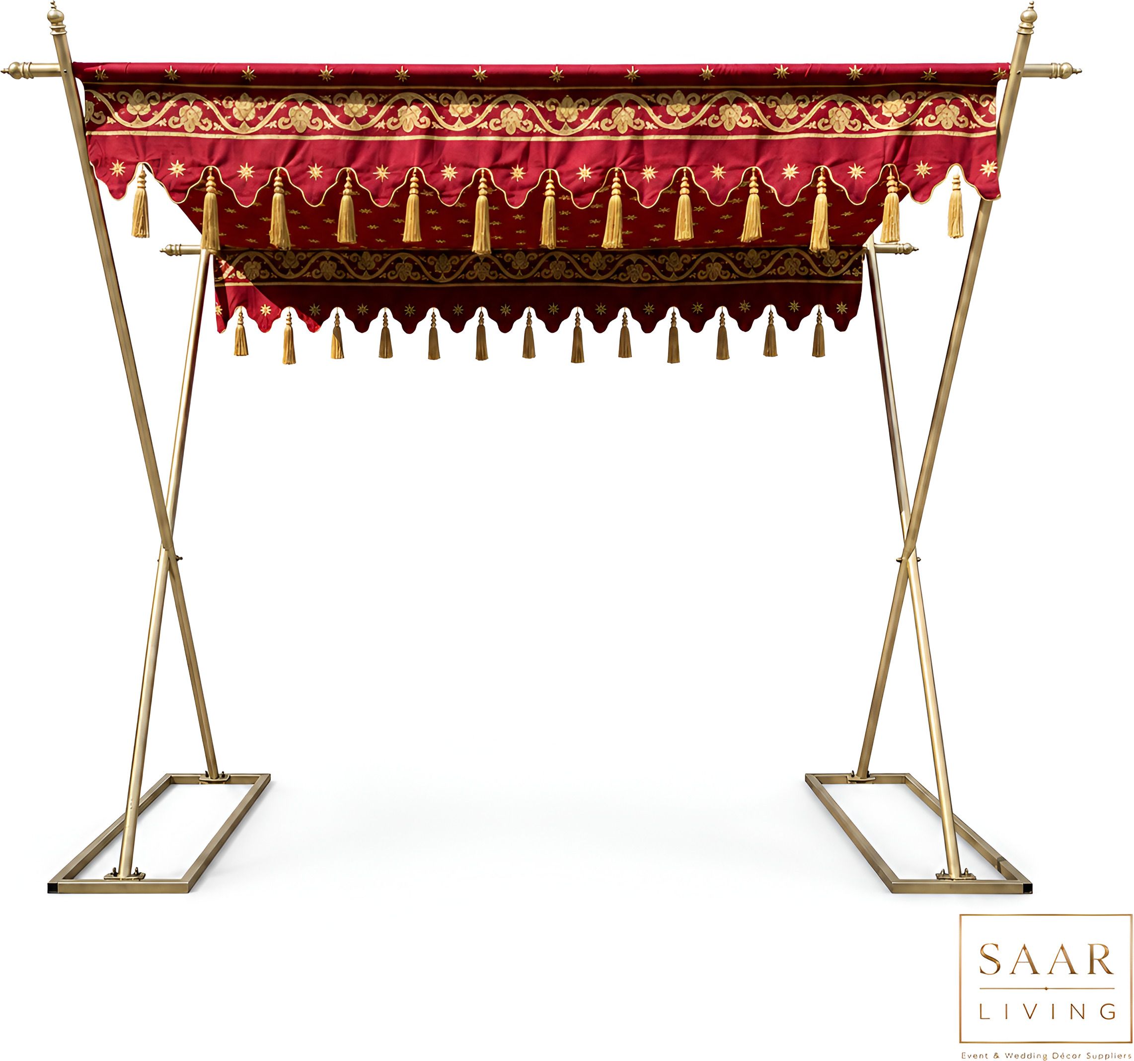 saar living 10x20 FT Decorative Event Canopy with Premium Fabric, Gold Finish Metal Frame Tent - For Wedding Decor, Events, Mandap Decoration, Traditional Functions-picture-39