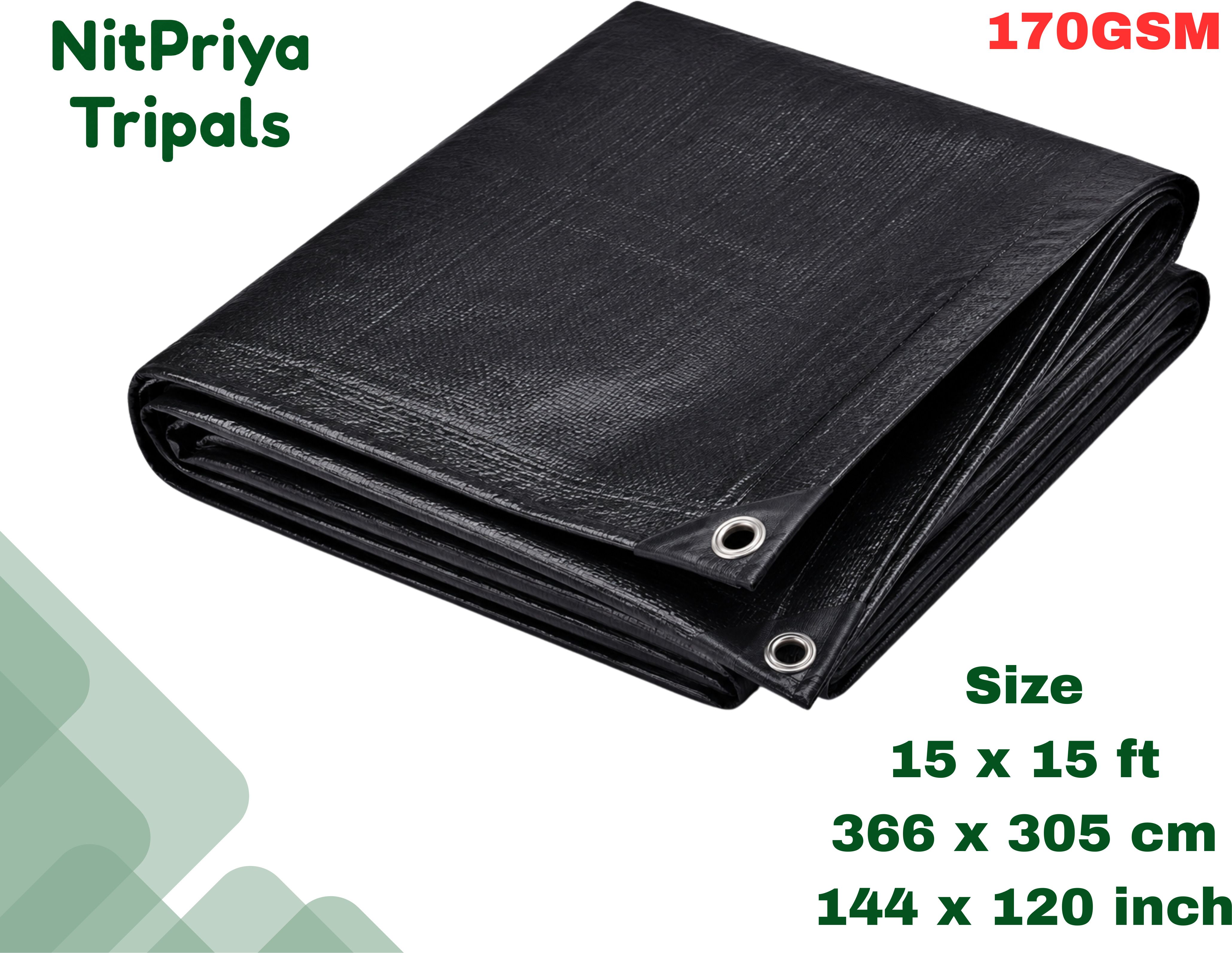 170 GSM Black Waterproof Tarpaulin Sheet Heavy Duty Tent - For Agriculture, Construction, Roof Covering, Garden & Multipurpose Use-image-48