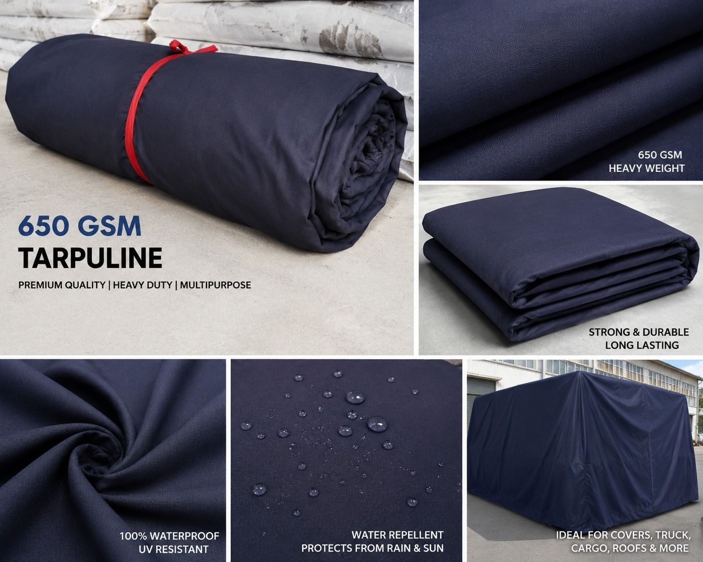 tarp Canvas Tarpaulin 9x 15 FT- 650GSM Heavy Duty Waterproof Sheet Tent - For Truck Cover, Tent, Agriculture, Construction Site, Warehouse Cover, Industrial Use, Camping-picture-38