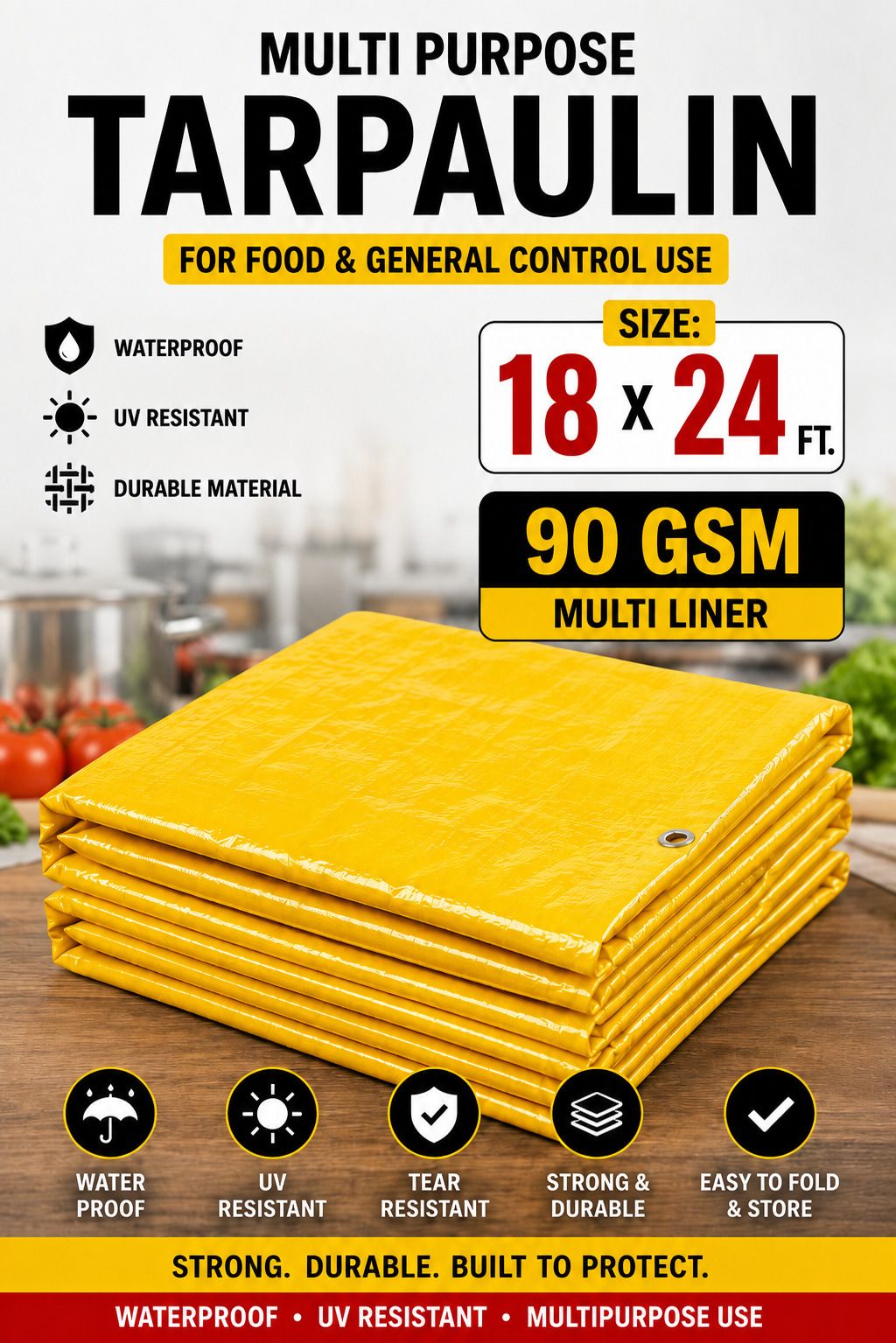 grahlogy 18x24 Ft 90 GSM Liner Tirpal for Heavy Duty Multipurpose Sheet Tent - For Camping, Construction Sites, Temporary Shelters, Truck Cover, Farmhouse, To Cover Cement-picture-14