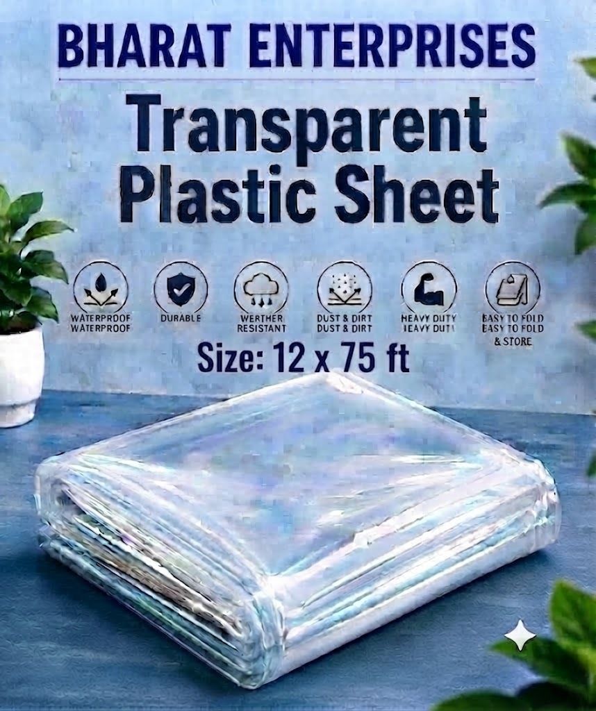 bharatentrprises Transparent Dust Protection Sheet 12*70 Tent - For Furniture Covering, Construction Work-picture-45