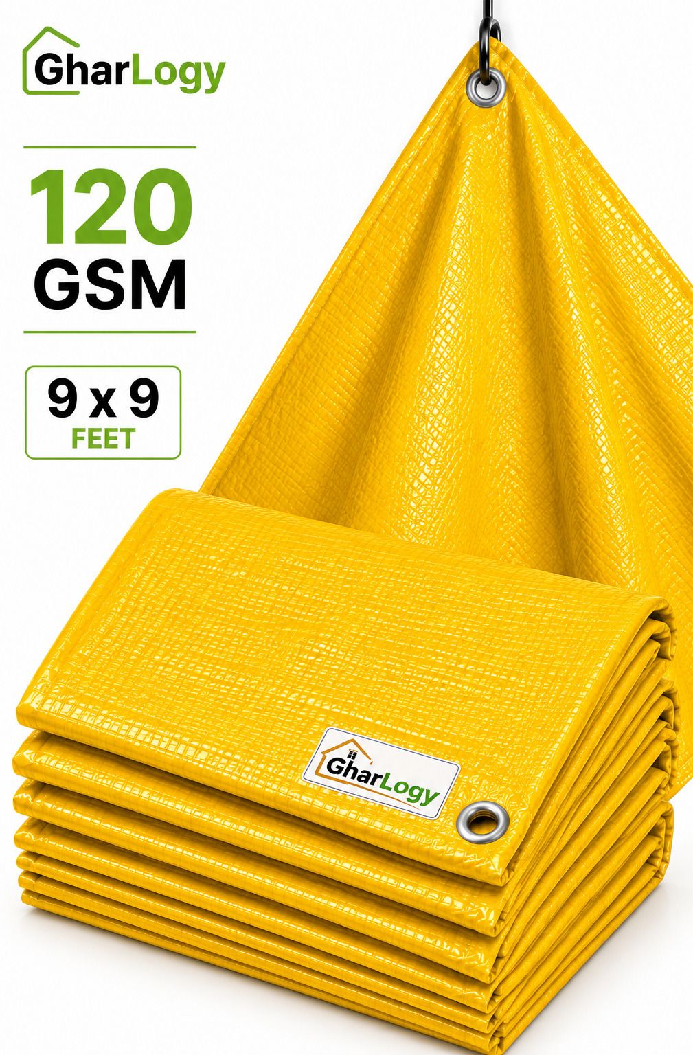 gharlogy 9x9Ft Tirpal Waterproof Dustproof Sun & RaIn Protection Tent - For Agriculture Use, Roof Covering, Warehouse Storage, Vehicle Protection-picture-17
