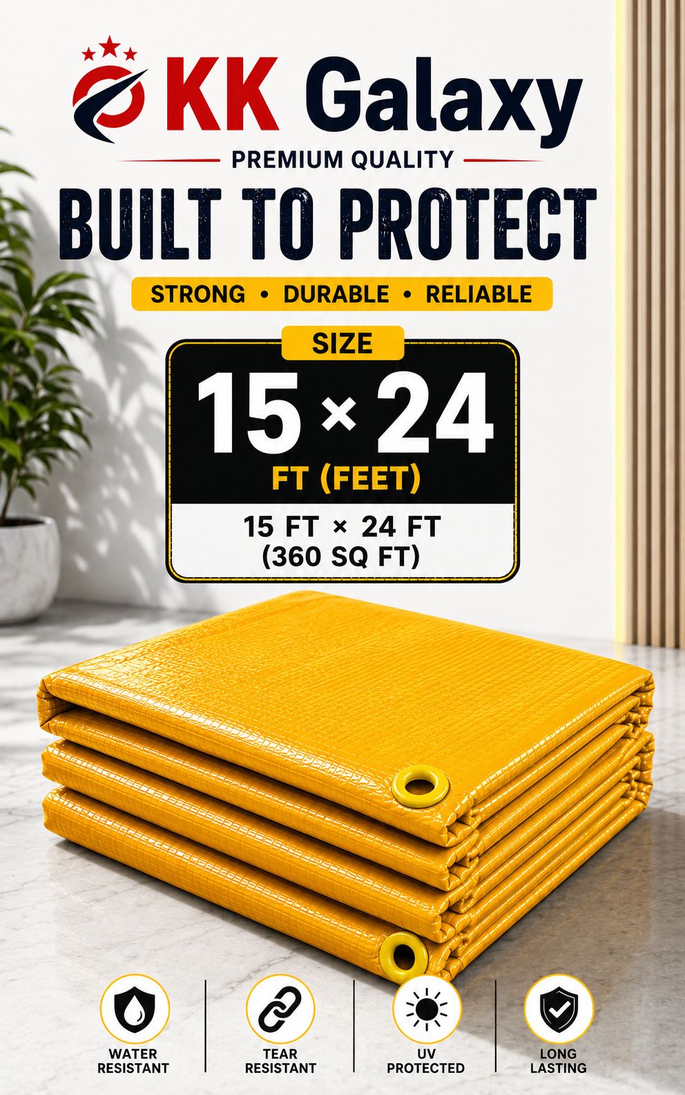 kk galaxy 120 GSM 15×24 FT Premium All Weather Waterproof Tarpaulin Shield Model Tent - For Agriculture Use, Roof Covering, Warehouse Storage, Vehicle Protection-picture-40