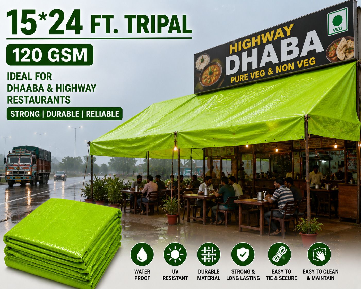 Heavy Duty Outdoor Tripal 15x24 Ft Tent - For Agriculture, Transport & Cargo, Camping & Outdoor, Storage & Warehouse-image-34