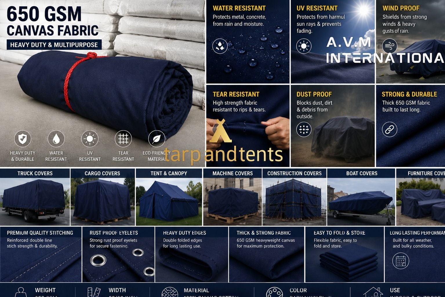tarp and tents Premium Cotton Canvas Tarpaulin Sheet |9 BY 15Ft -650 GSM |Tear Resistant Cover Tent - For Truck Cover, Tent & Canopy, Machine Cover, Construction Sites, Furniture Cover-picture-18