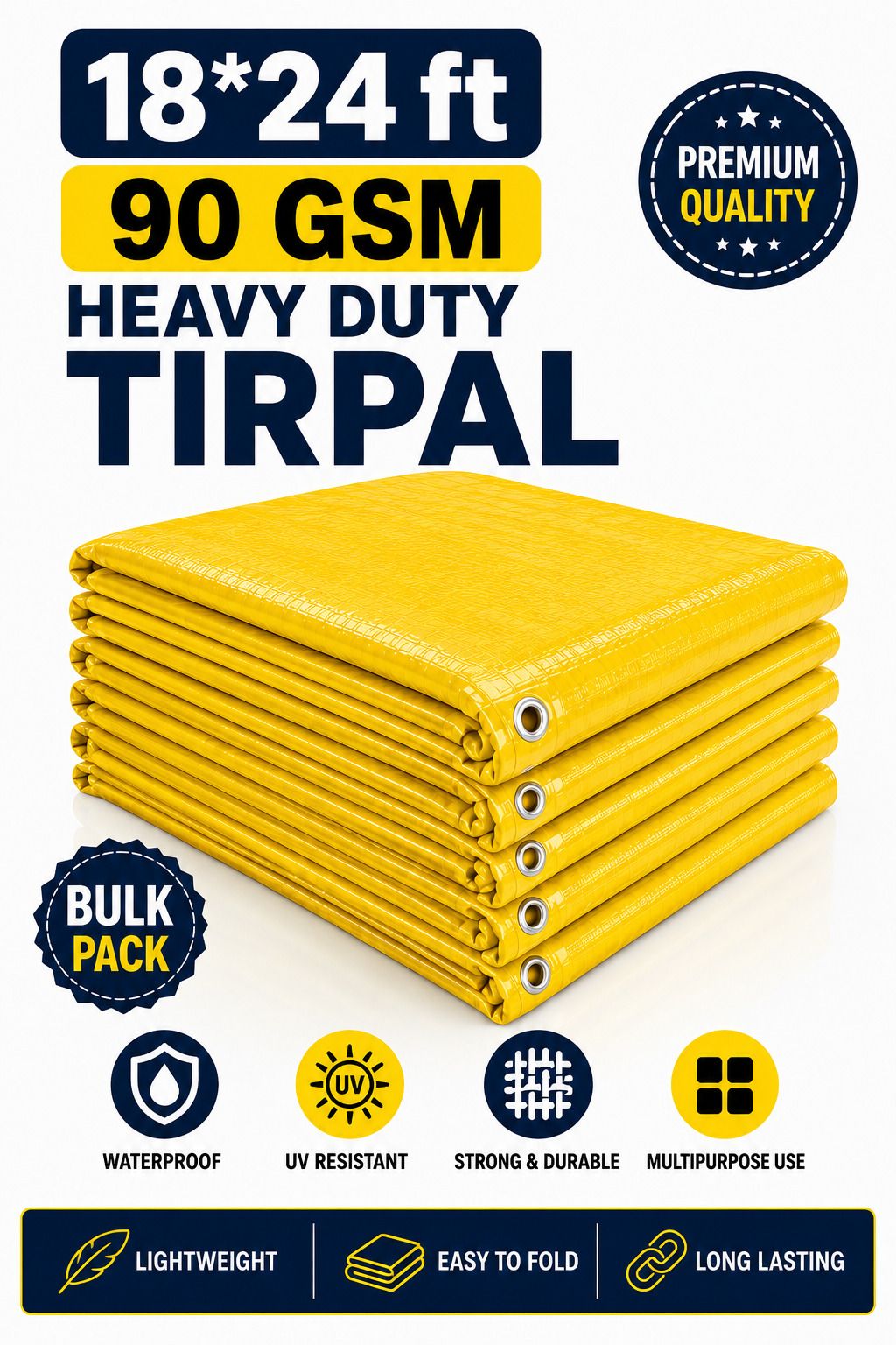 18x24 Ft Waterproof Liner Tirpal 90 GSM – All Weather Protection Tent - For Camping, Construction Sites, Temporary Shelters, Truck Cover, Farmhouse, To Cover Cement-image-22
