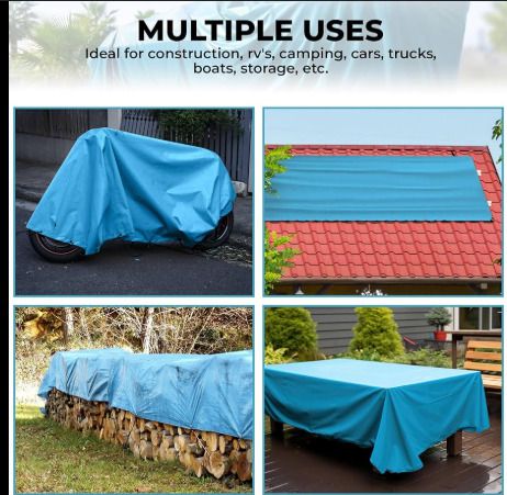 TARPAULINE SHEET Tent - For TARPAULIN WATERPROOF SHEET 18 FEETX30 FEET BLUE WTERPROOF COVER-image-9