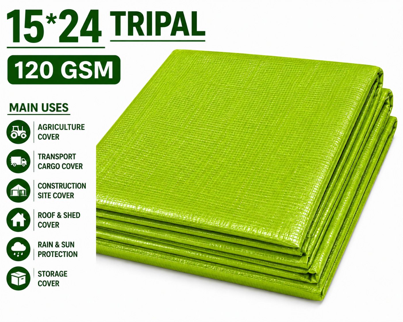 15×24 FT Waterproof Tarpaulin Sheet, UV Resistant, Rain & Sun Protection Tent - For Agriculture, Construction Sites, Camping & Outdoor, Warehouse Storage-image-33