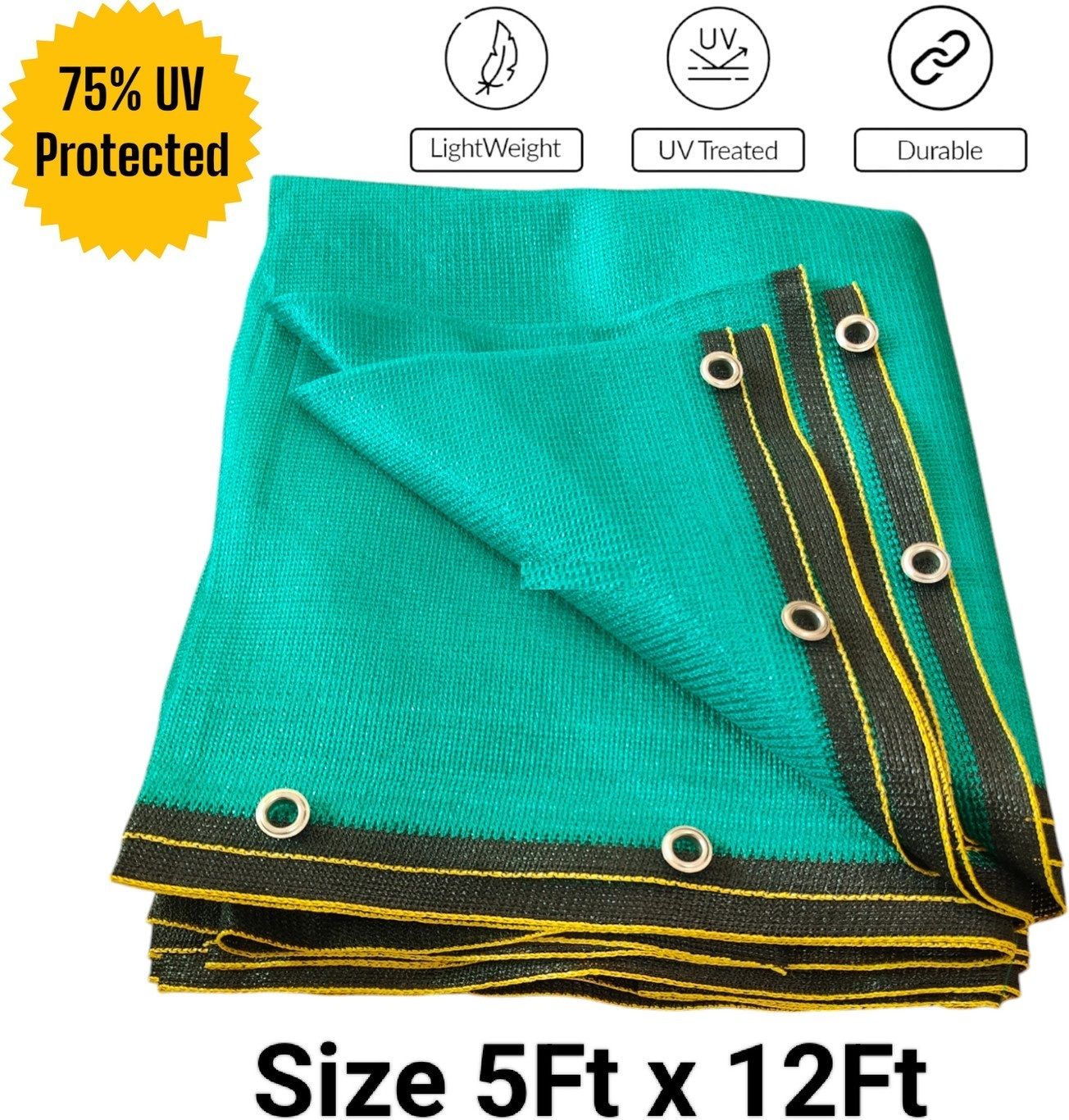 Green Shade Net 5x12 Ft 75% Sun Block for Garden Balcony & Outdoor Plants Tent - For Balconies & Terraces, Gardens & Lawns, Windows & Doors, Backyards-image-14