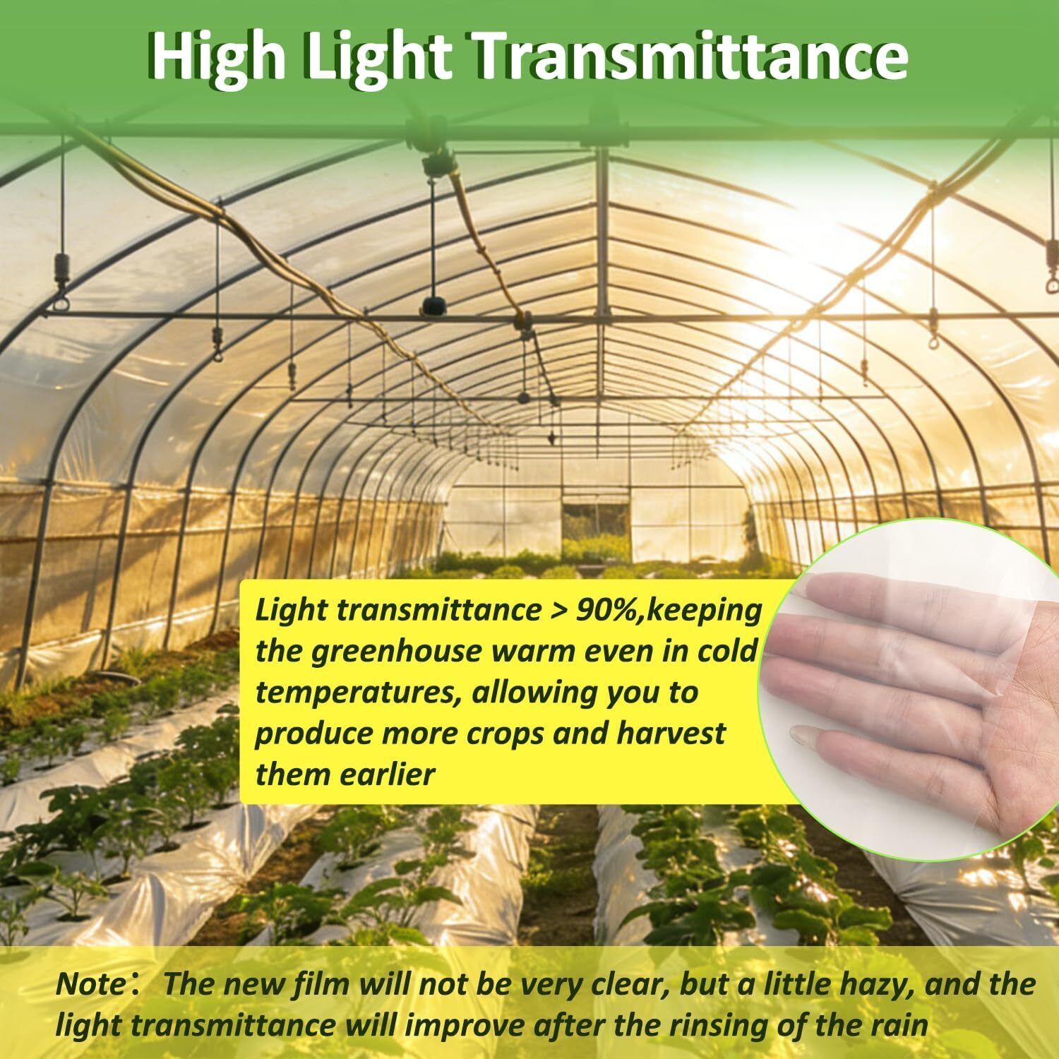 25 x 15FT 200 GSM Plastic Sheeting Greenhouse Plastic Heavy Duty, UV Resistant Tent - For Polyethylene Green House Plastic-image-30