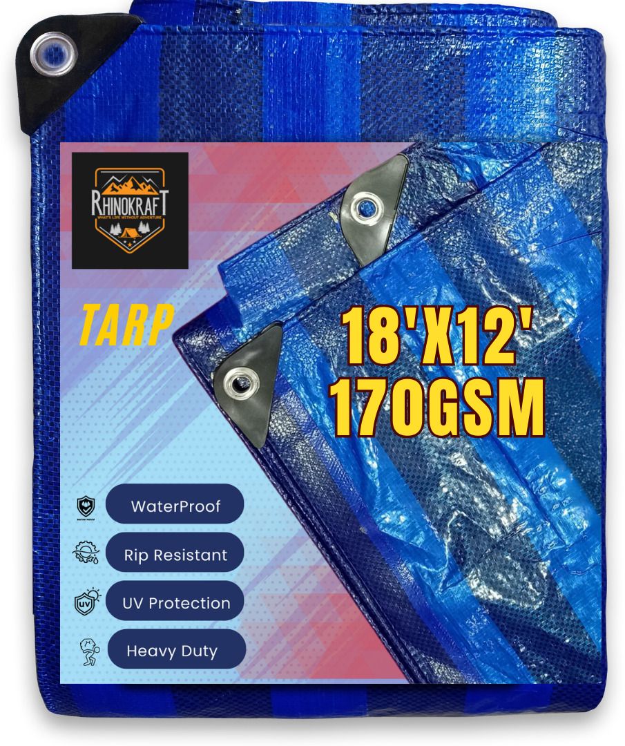 18ft X 12ft, 170GSM | Stripe Water Proof Tarpaulin Sheet | Trusted quality Tent - For Camping-image-26