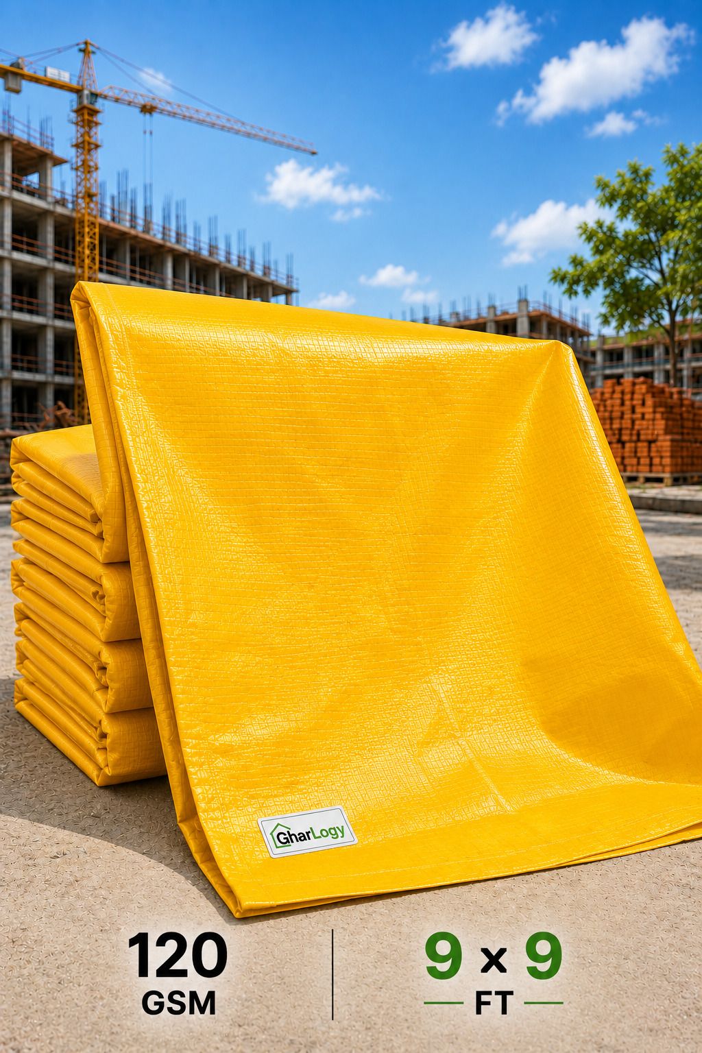 gharlogy 9x9 Ft 120GSM Tirpal Multipurpose Rain /Sun/Dust Protection Waterproof Tent - For Agriculture Use, Roof Covering, Warehouse Storage, Vehicle Protection-picture-33