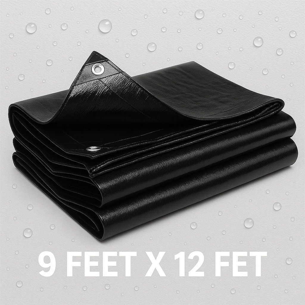 TARPAULINE 9 FEET X 12 FEET BLACK Tent - For PROTECT FROM UV RESISTANT,RAIN, 250 GSM