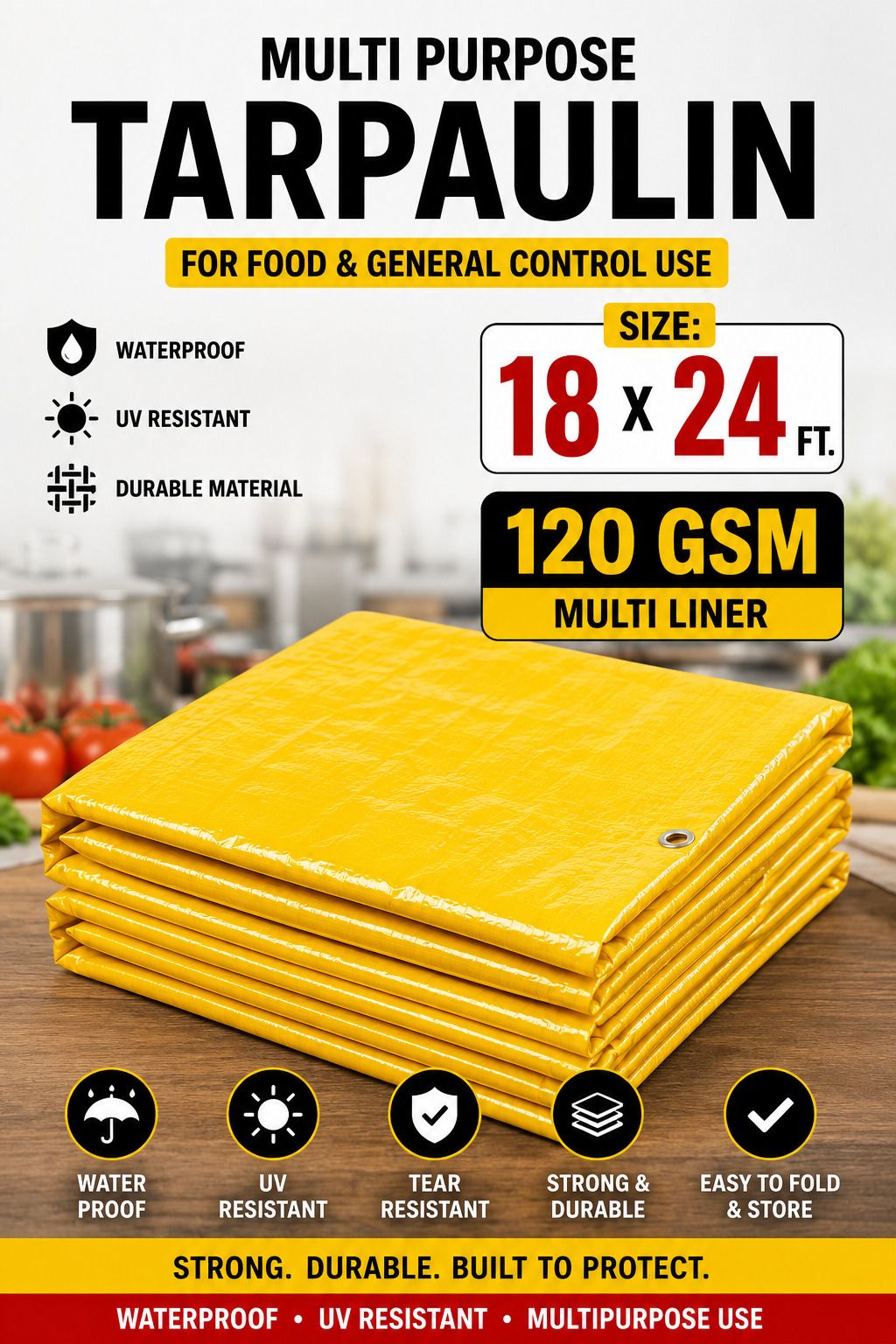 grahlogy Waterproof Tirpal 18x24 FT 120 GSM Heavy Duty for Rain Protection & Camping Tent - For Camping, Construction Sites, Temporary Shelters, Truck Cover, Farmhouse, To Cover Cement-picture-34