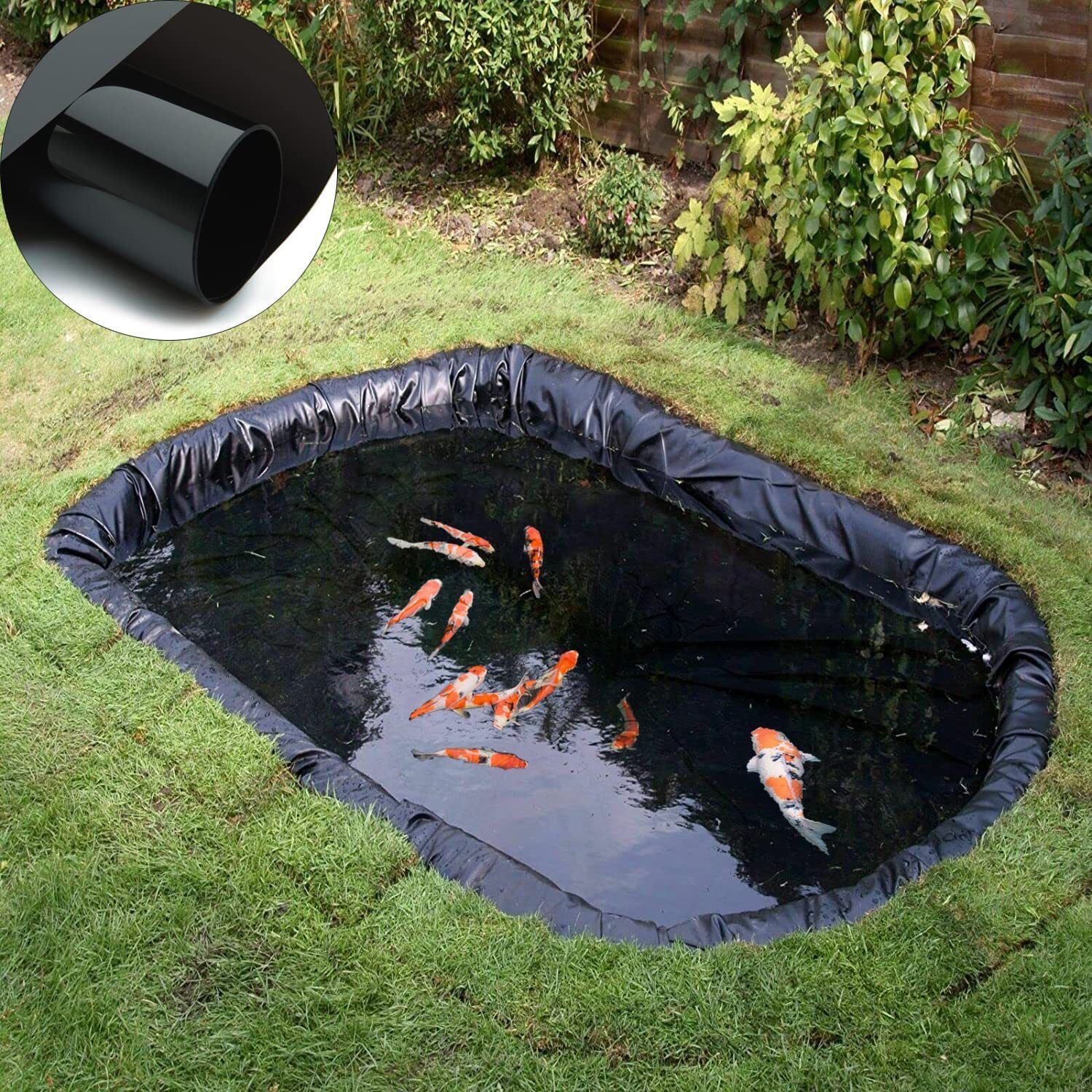 Fish Pond Liner Garden Pools HDPE Membrane Reinforced Tent - For Rubber Heavy Sheet Black (20 ft x 20 ft) 500 GSM-image-36