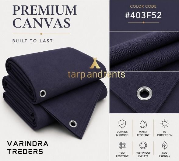 canvas tarpaulin 12 x 15 ft- 650gsm heavy duty waterproof sheet tent - for truck cover, tent, agriculture, construction site, warehouse cover, industrial use, camping