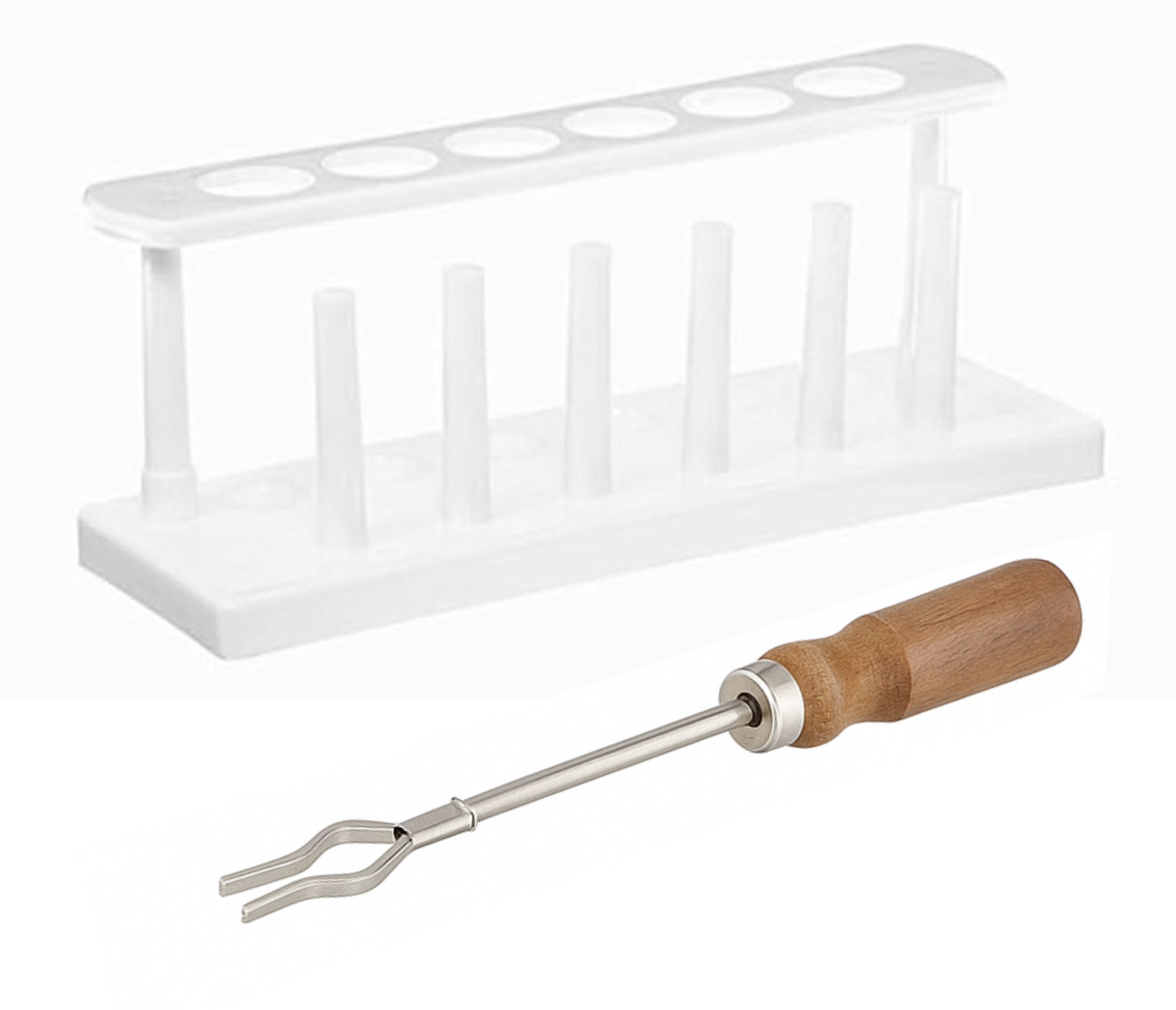 labxport Test Tube Stand & Test Tube Holder with Wooden Handle for Lab Laboratory Schools Polypropylene, Wooden Test Tube Rack-picture-35