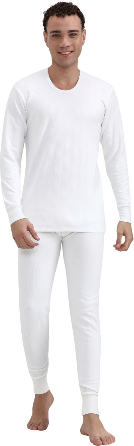 Zeffit Men Solid Cotton Blend Full Sleeve Scoop Neck Top & Bottom Thermals Suit Men Top - Pyjama Set Thermal-picture-14