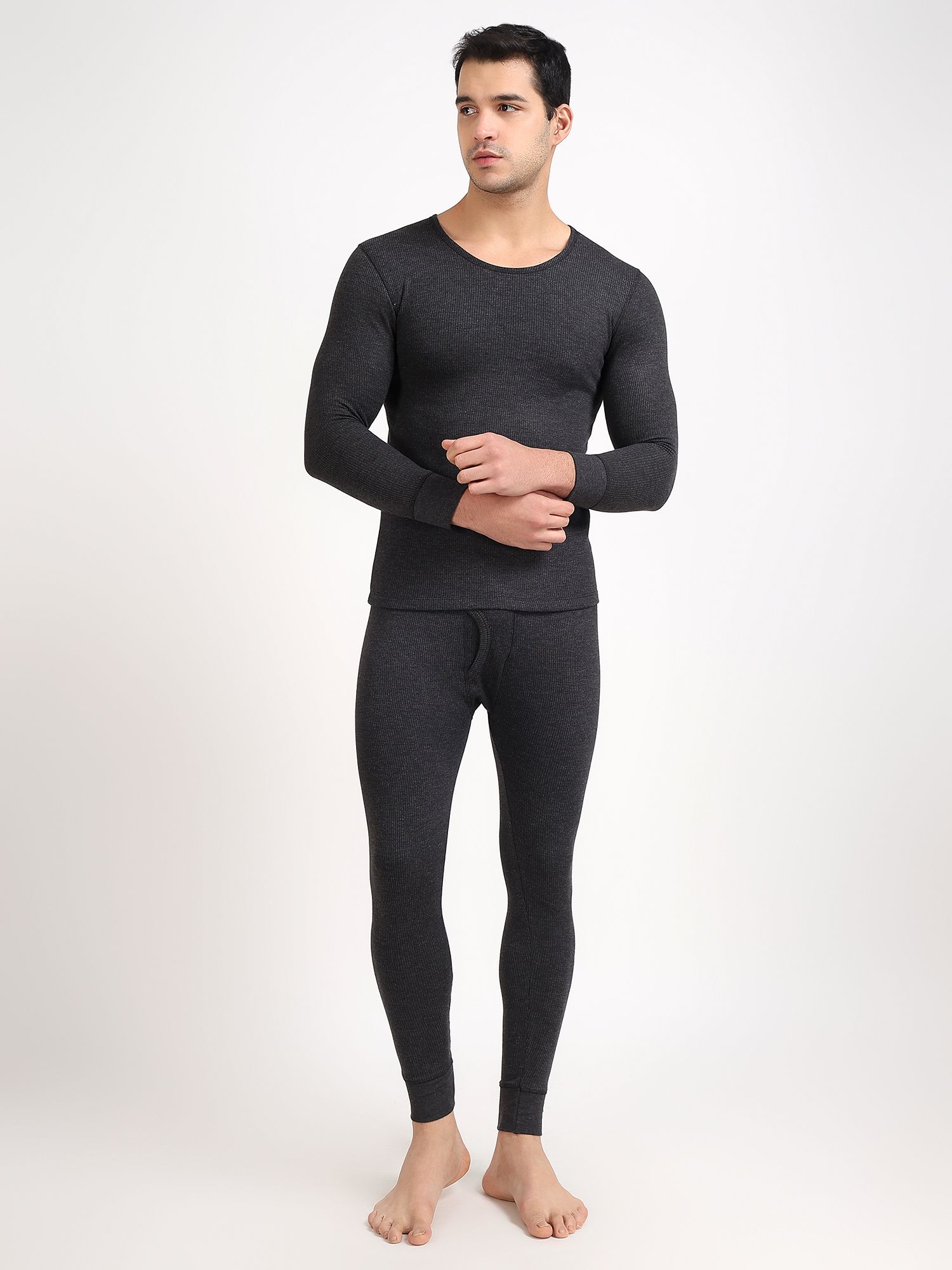 FREECULTR Antibacterial Blazetech Heat Retention Slim Fit Full Sleeves Men Top - Pyjama Set Thermal-picture-11
