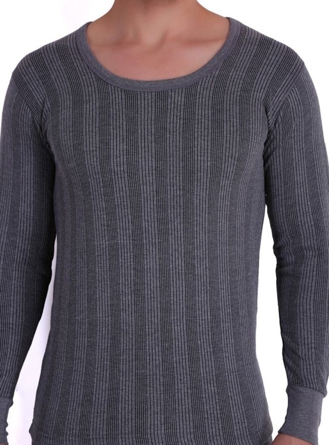Dev Men Solid Grey Ribbed Full Sleeve Winter Thermal Innerwear Men Top Thermal-picture-10