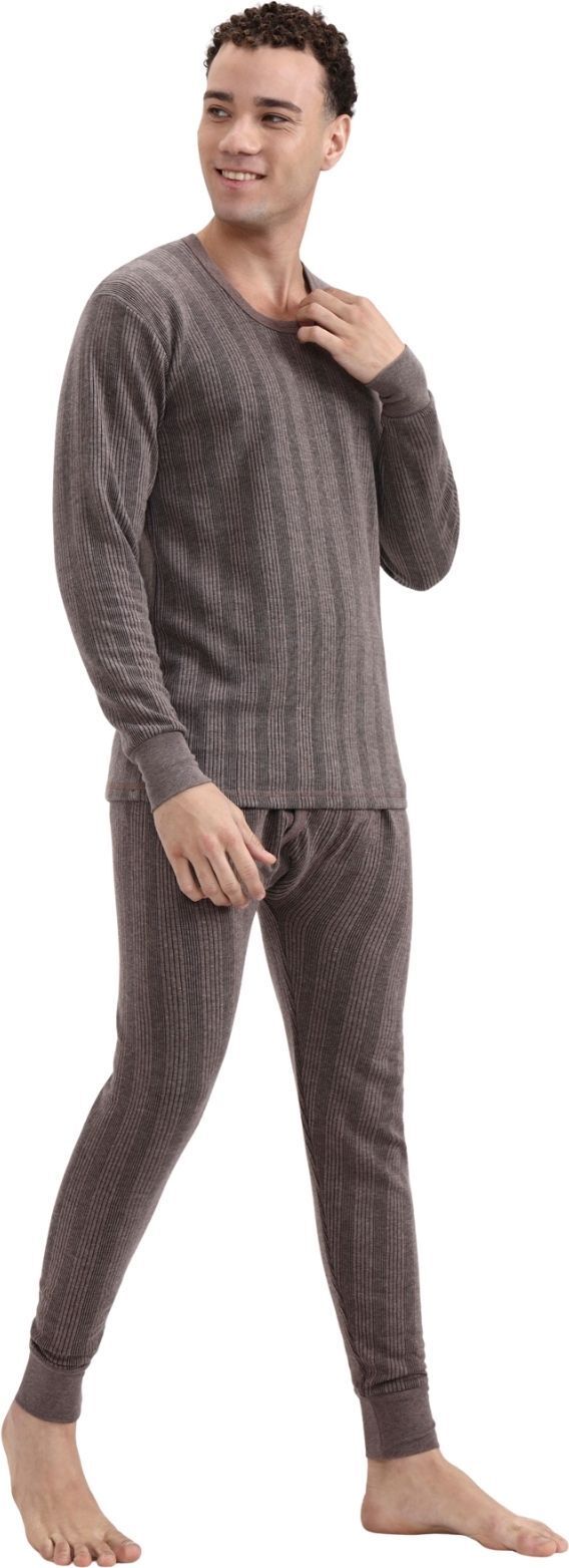 Zeffit Men Solid Cotton Blend Full Sleeve Scoop Neck Top & Bottom Thermals Suit Men Top - Pyjama Set Thermal-picture-18
