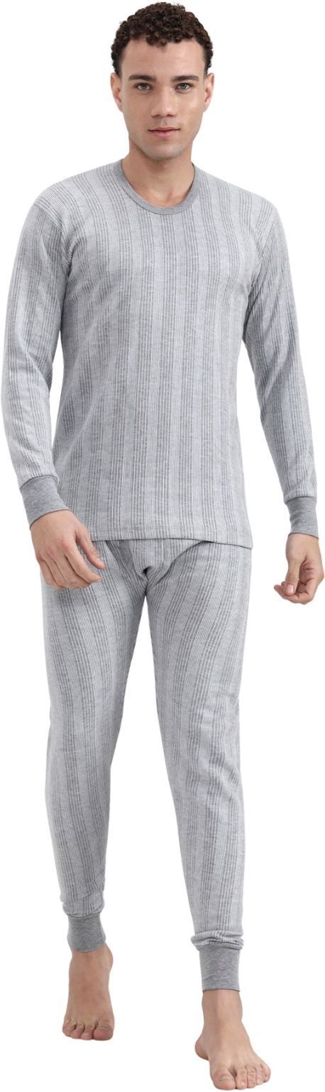 Zeffit Men Solid Cotton Blend Full Sleeve Scoop Neck Top & Bottom Thermals Suit Men Top - Pyjama Set Thermal-picture-20