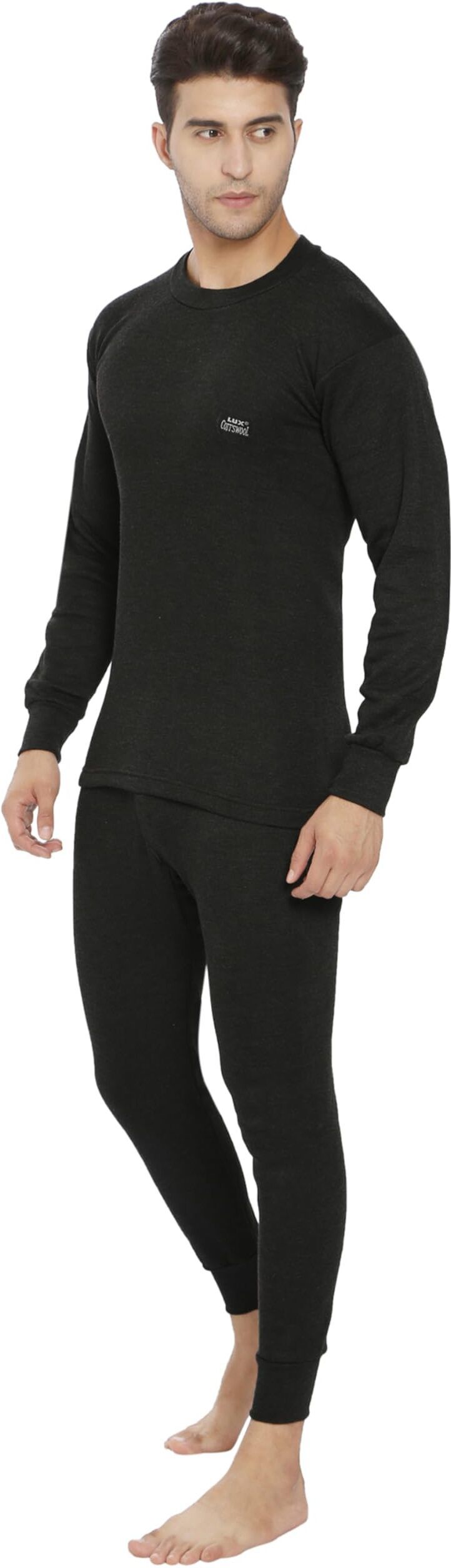 LUX COTT'S WOOL Men's R-Neck Thermal Top and Lower Set | Full Sleeves and Snug Fit, Body Warmer Men Top - Pyjama Set Thermal-picture-28