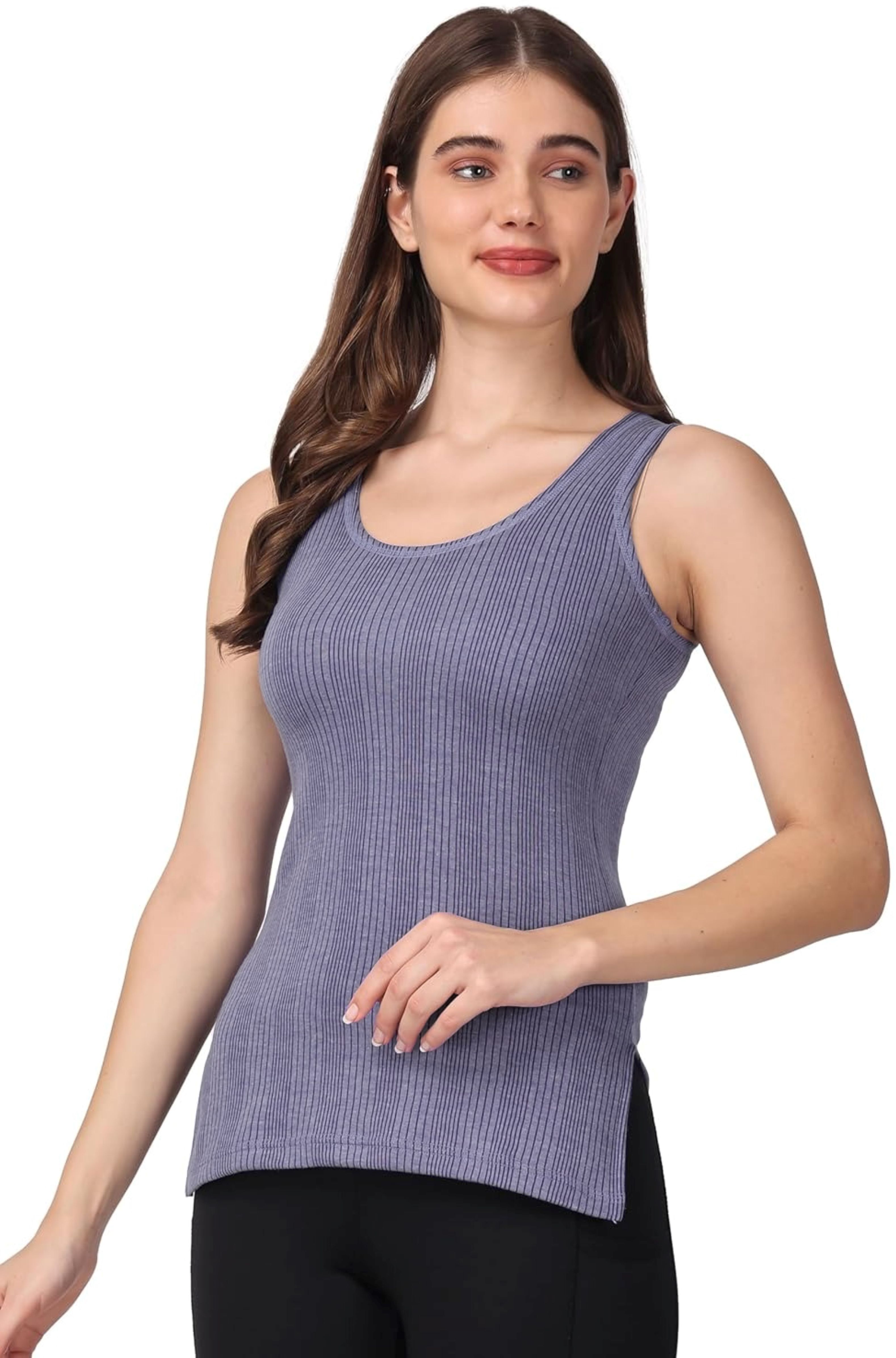 RAVIA RAVIA Women’s Striped Soft & Warm Polycotton Sleeveless Thermal Top - RA0011 Women Top Thermal-image-11