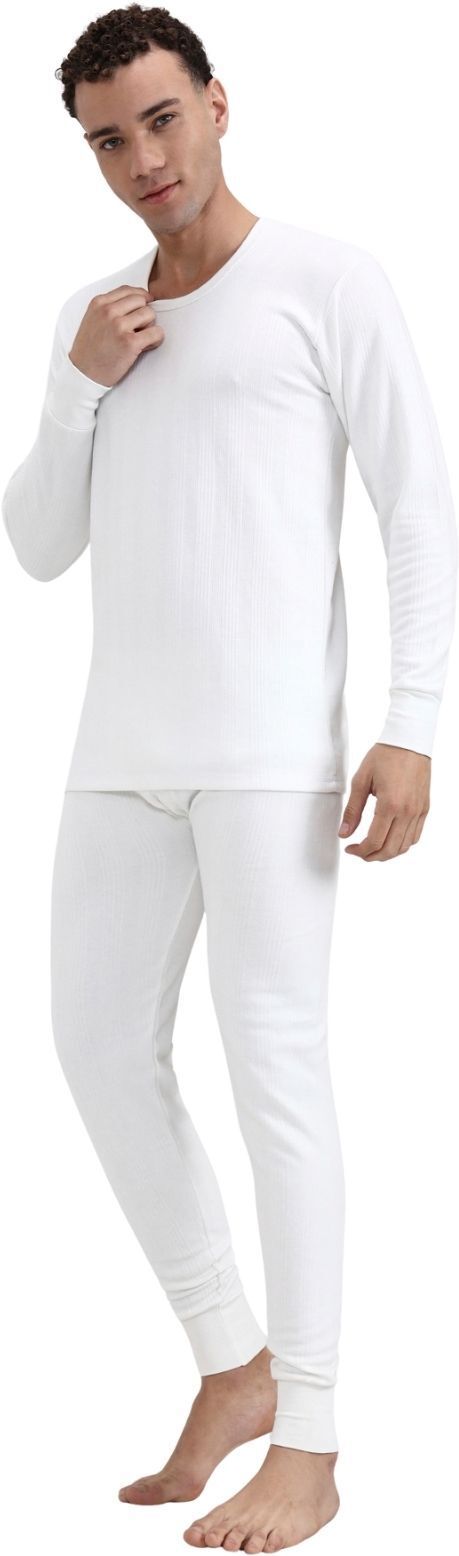 Zeffit Men Solid Cotton Blend Full Sleeve Scoop Neck Top & Bottom Thermals Suit Men Top - Pyjama Set Thermal-picture-13