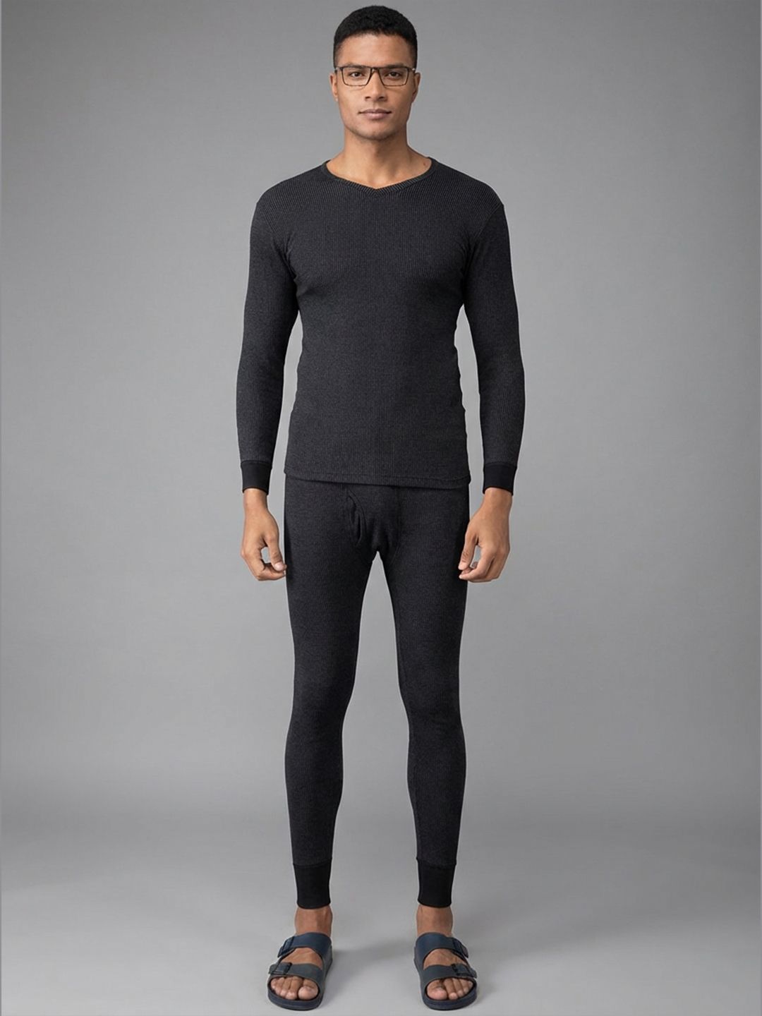Macho Sporto Thermal Clothing V Neck Set – Heat Lock Technology for Winters Men Top - Pyjama Set Thermal-picture-28