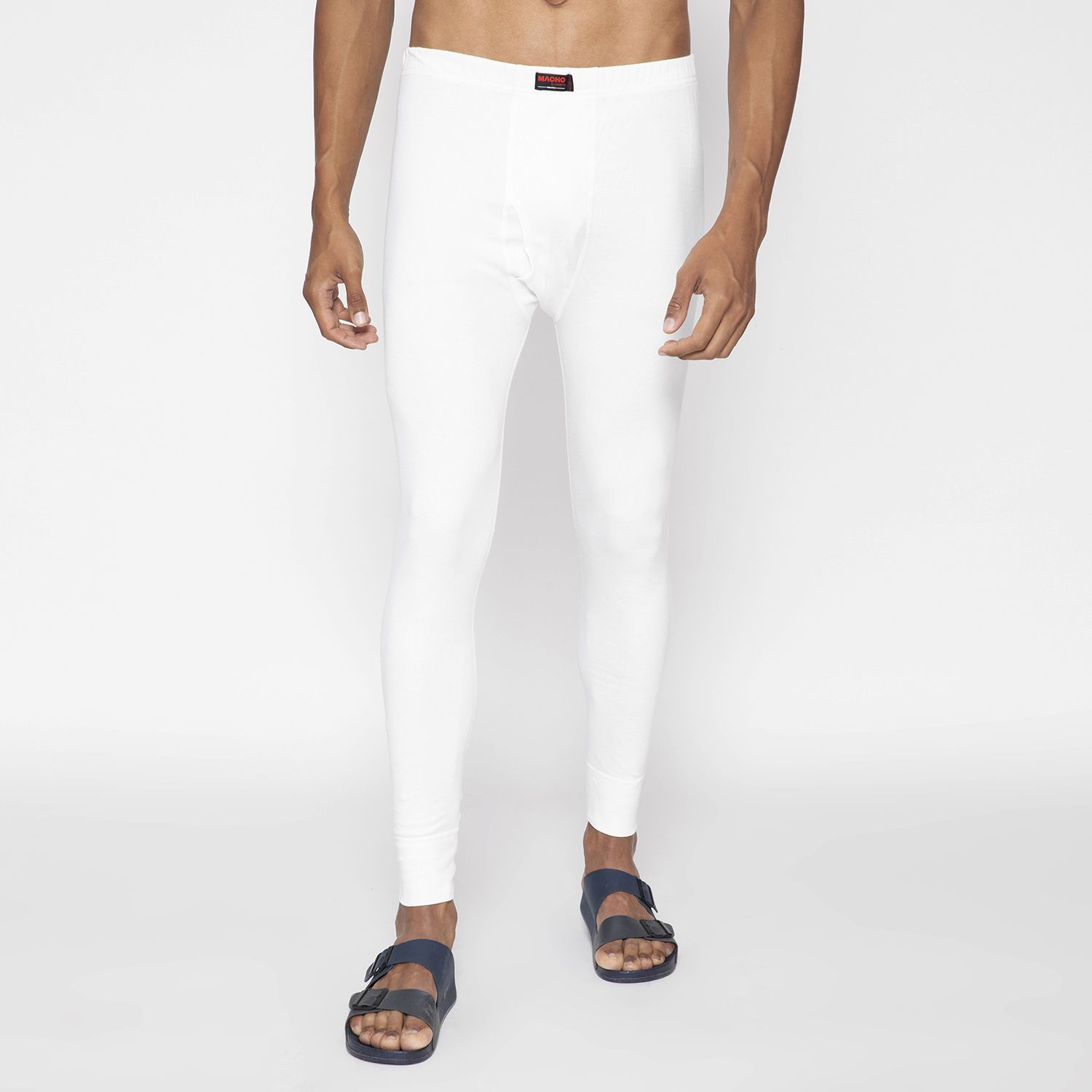 Macho Sporto White Thermal Bottom - Breathable Cotton Knit Warm Wear Men Pyjama Thermal-picture-48