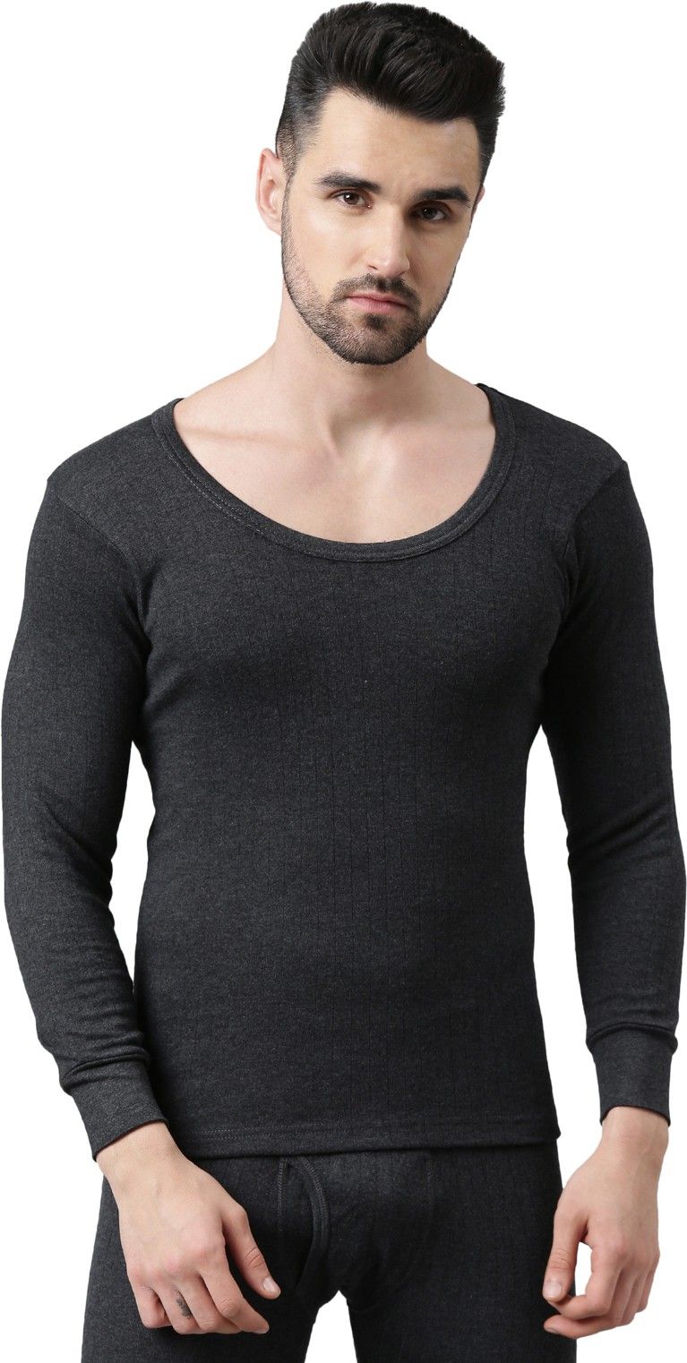 Josh Dark Grey Round Neck Full Sleeves Solid Men Top Thermal-image-9