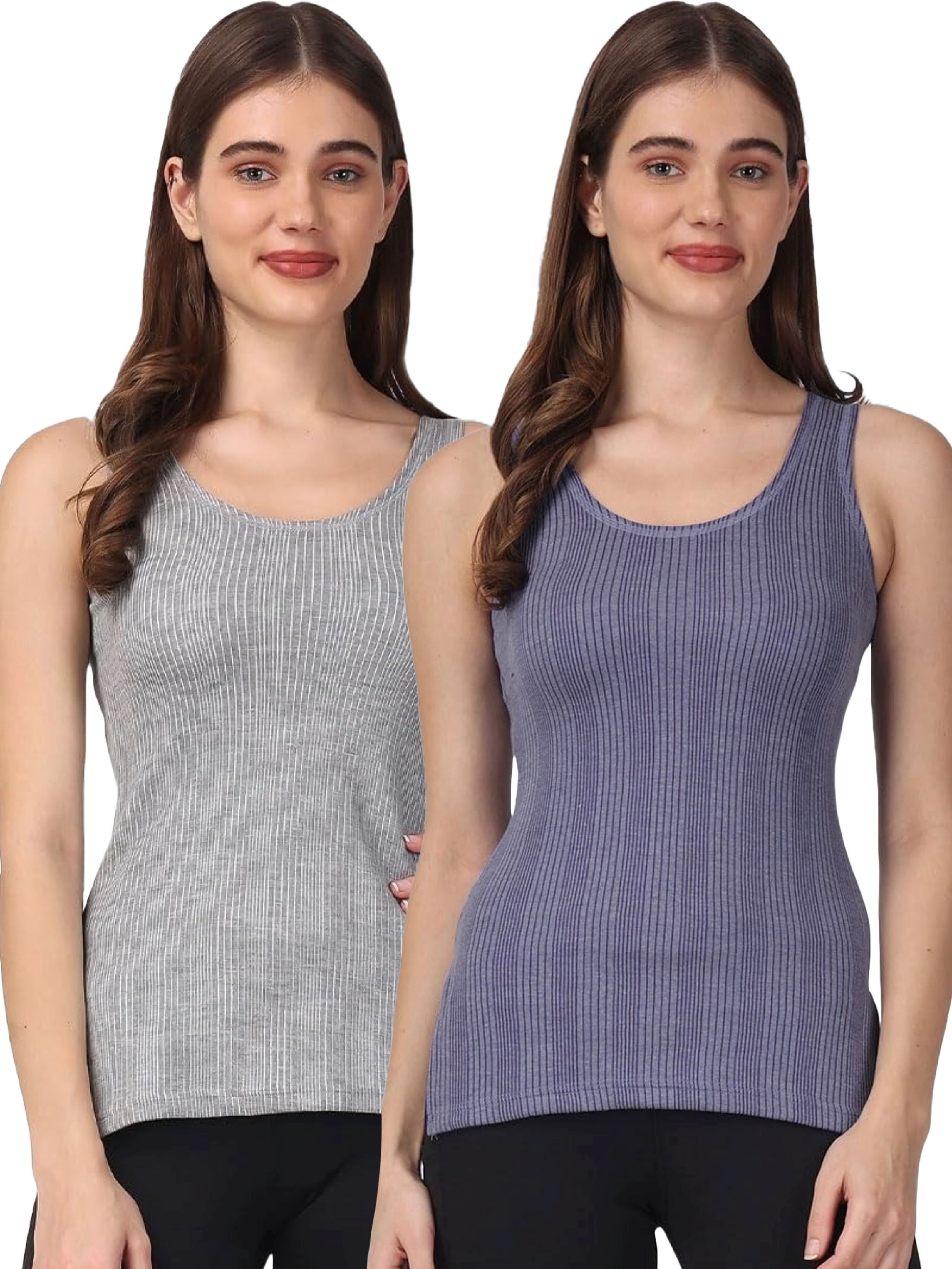 RAVIA RAVIA Women’s Striped Soft & Warm Polycotton Sleeveless Thermal Top - RA0046 Women Top Thermal-image-9