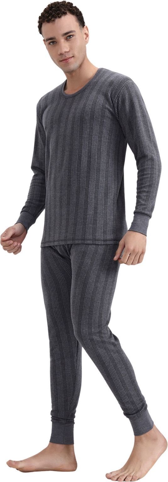 Zeffit Men Solid Cotton Blend Full Sleeve Scoop Neck Top & Bottom Thermals Suit Men Top - Pyjama Set Thermal-picture-19
