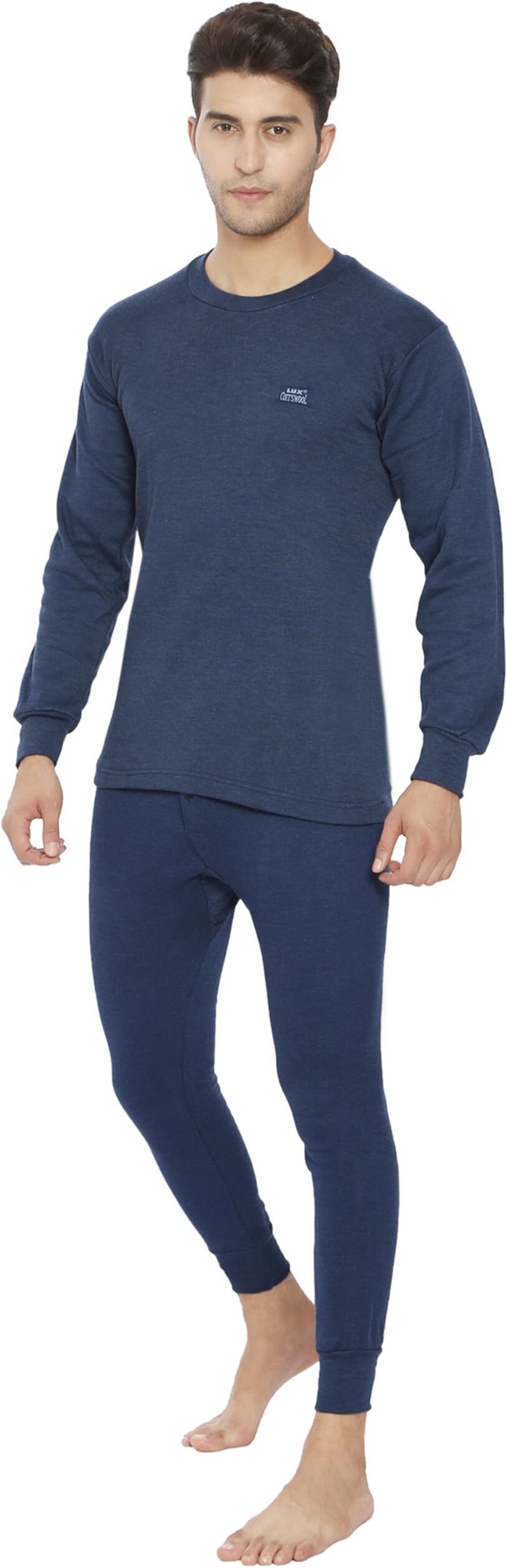 LUX COTT'S WOOL Men's R-Neck Thermal Top and Lower Set | Full Sleeves and Snug Fit, Body Warmer Men Top - Pyjama Set Thermal-picture-25