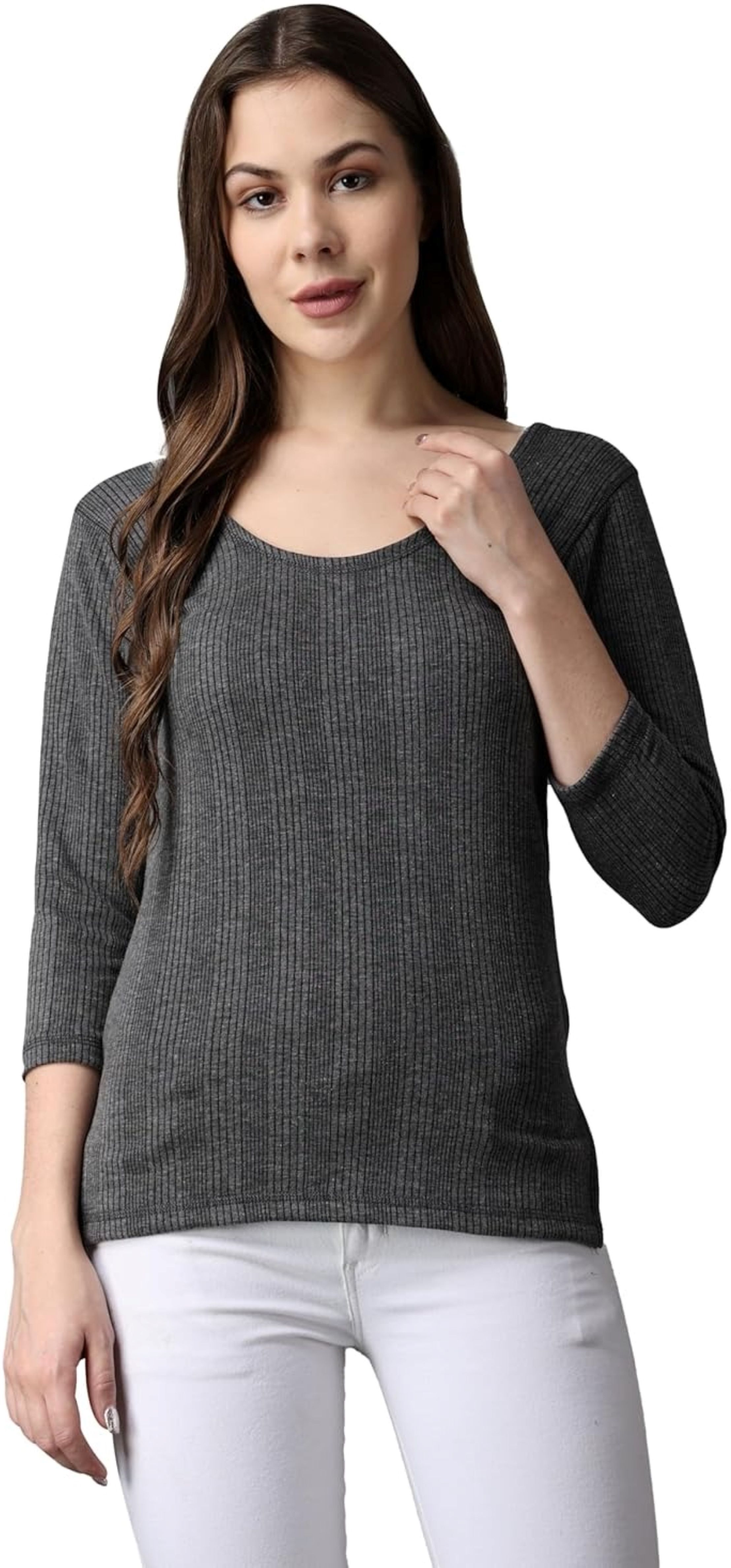 RAVIA RAVIA Women’s Striped Soft & Warm Polycotton Thermal Top - RA0007 Women Top Thermal-image-22