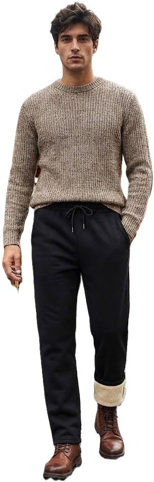 AlexVyan M Size Winter Warm Fleece Sherpa Lined Sweatpants Track With Pocket Men Pyjama Thermal-image-5