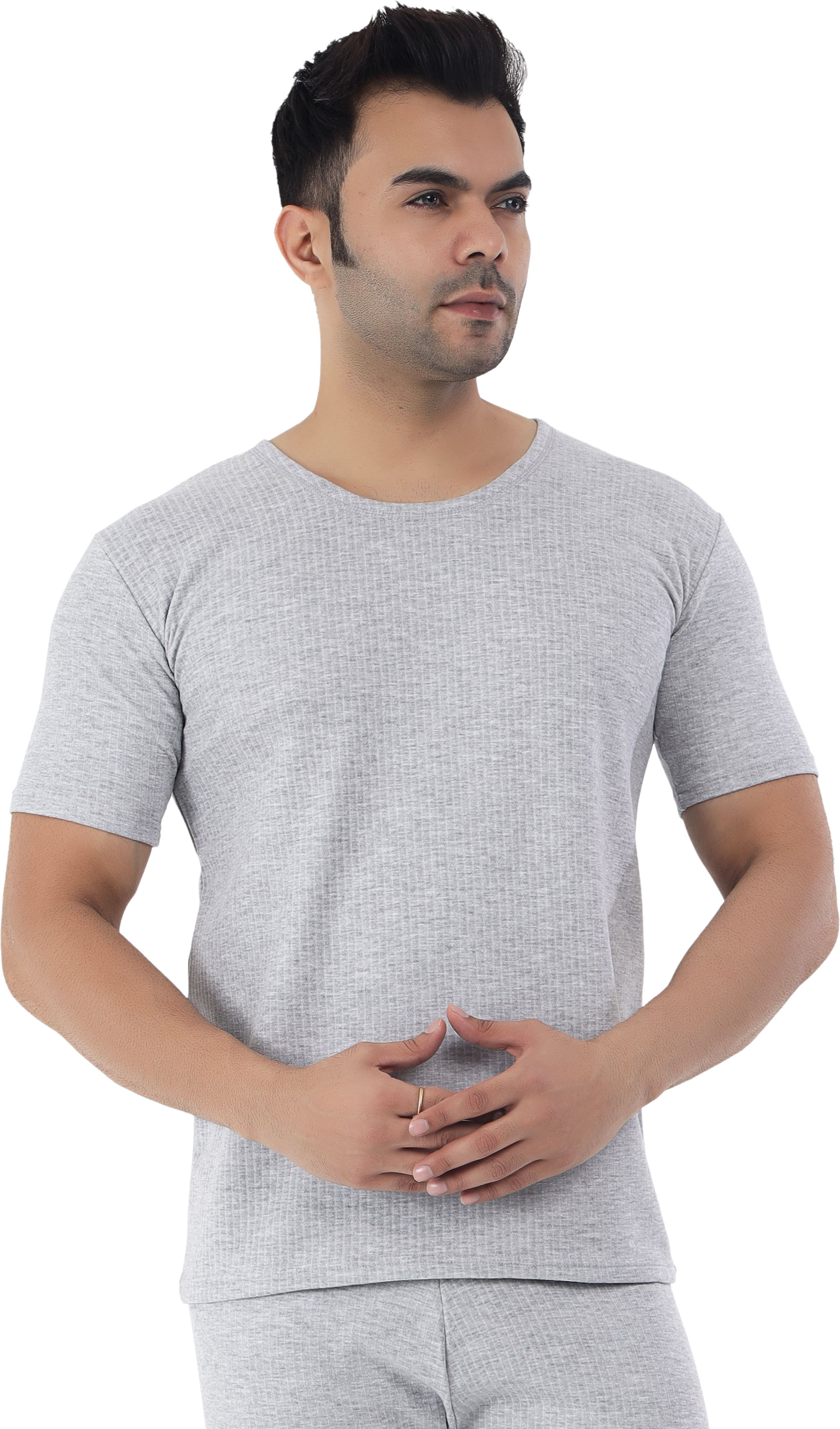 Selfcare Selfcare Men Soft Polycotton Striped Thermal Half Sleeve Round Neck Tops|SW1113 Men Top Thermal-picture-15