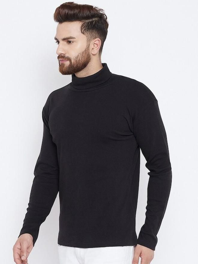 BatLand High Neck Jet Black Innerwear Men Top Thermal-picture-18