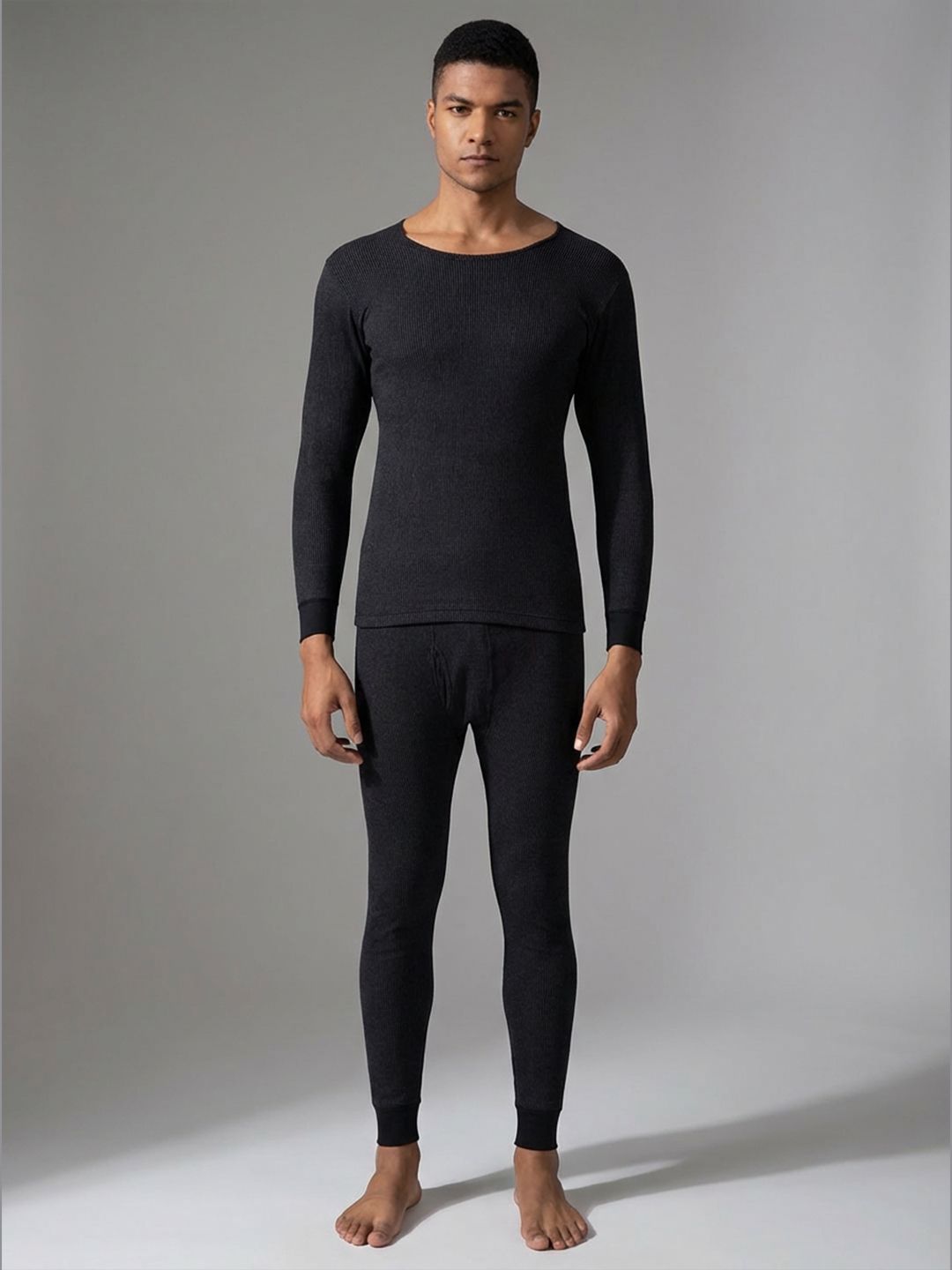 Macho Sporto Extra Warmth Super Combed Cotton Rich Full Sleeve Thermal Set - Black Men Top - Pyjama Set Thermal-picture-36