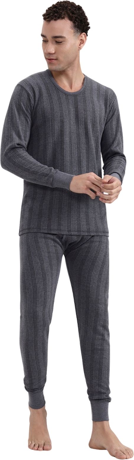 Zeffit Men Solid Cotton Blend Full Sleeve Scoop Neck Top & Bottom Thermals Suit Men Top - Pyjama Set Thermal-picture-12