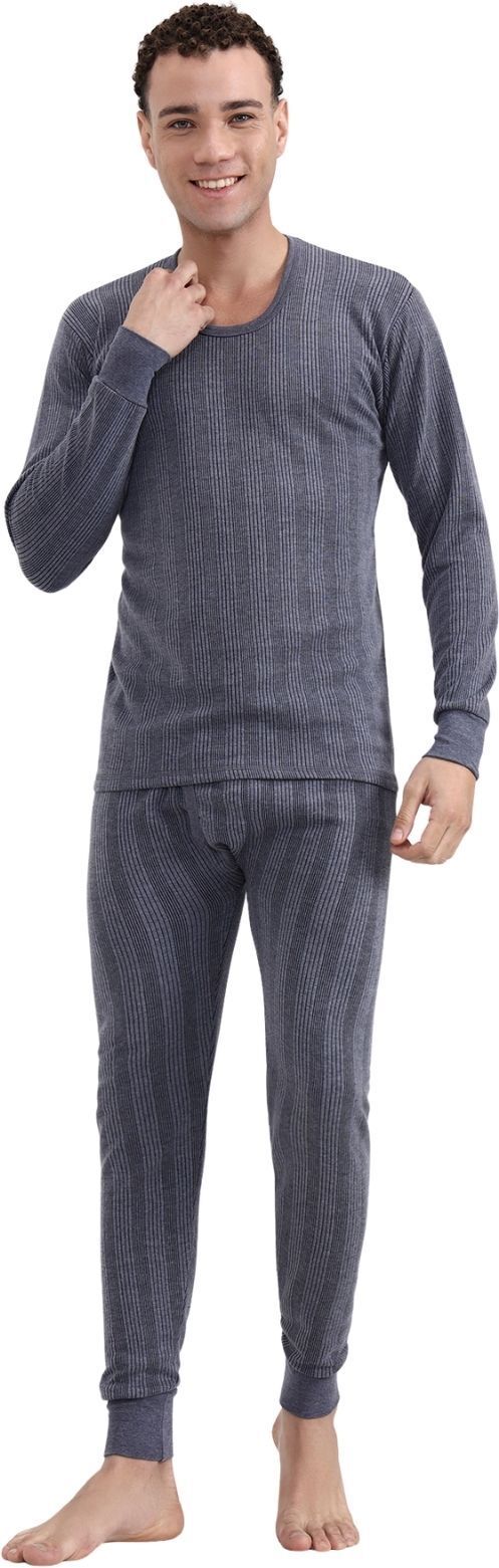 Zeffit Men Solid Cotton Blend Full Sleeve Scoop Neck Top & Bottom Thermals Suit Men Top - Pyjama Set Thermal-picture-15