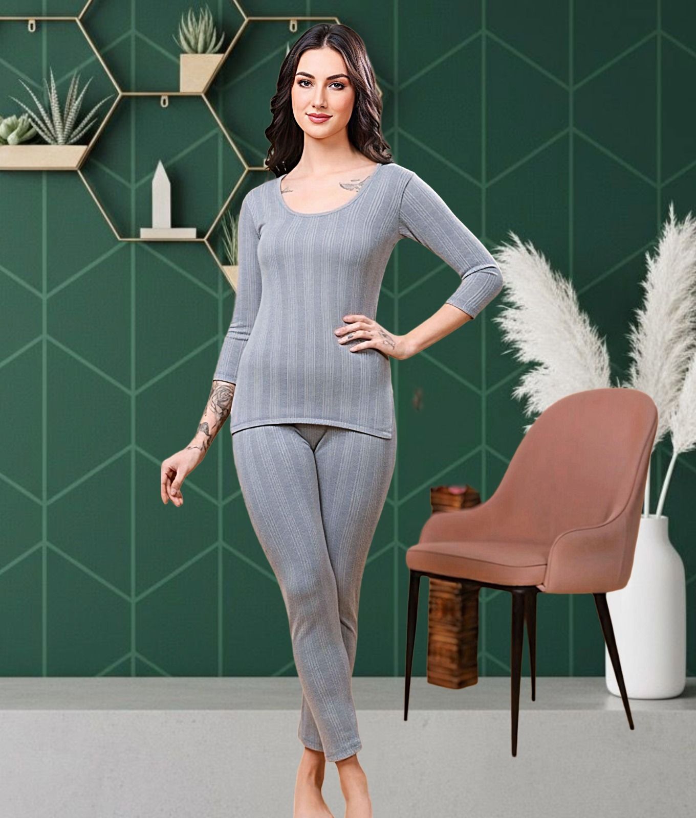 JazzyFashion Women Top - Pyjama Set Thermal-picture-12