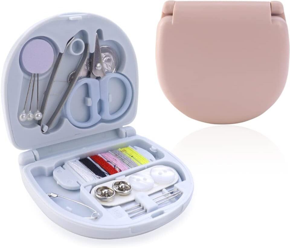 kruhimo Mini Sewing Kit with Storage Box | Travel Stitching Repair Set with Accessories Thread Pick-picture-45