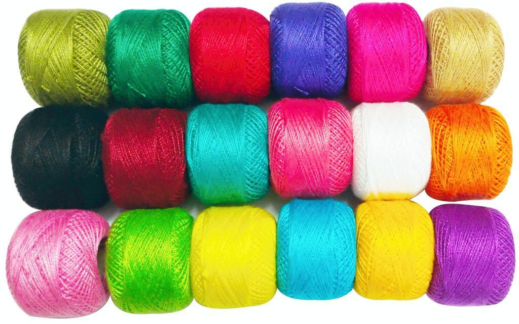 Mercerized Cotton 6 Ply Thickness 0.40MM Each Ball 115 M Approx, 18 Color 18 Pcs Thread-image-14
