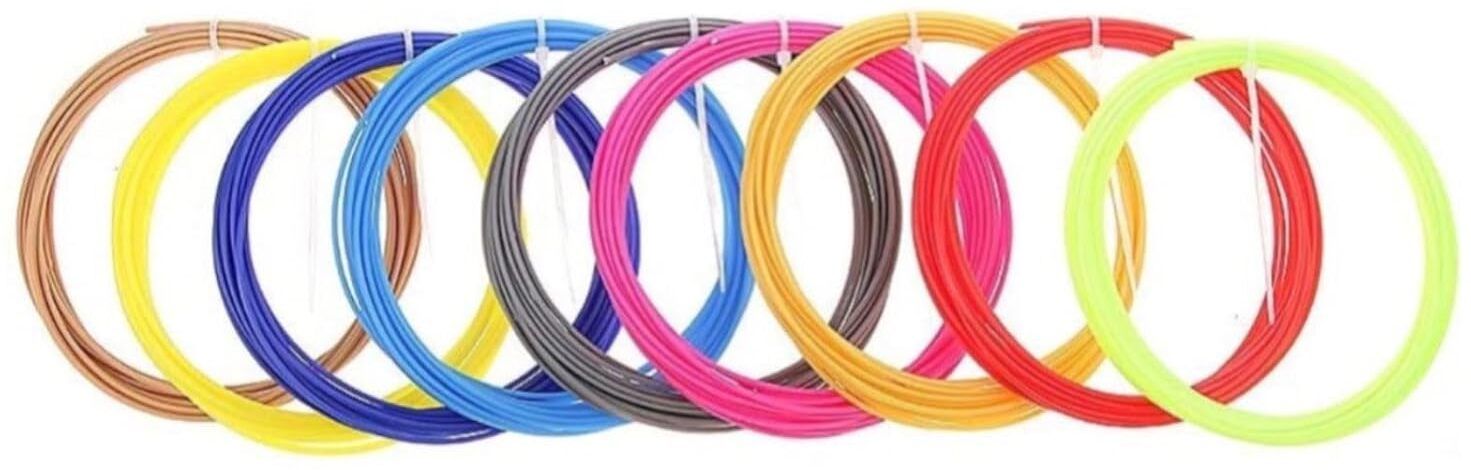 3D Pen Wire 10 Colors x 5 mtr 3D Pen Filament Refills 1.75 mm PLA Pack (10) Extruder