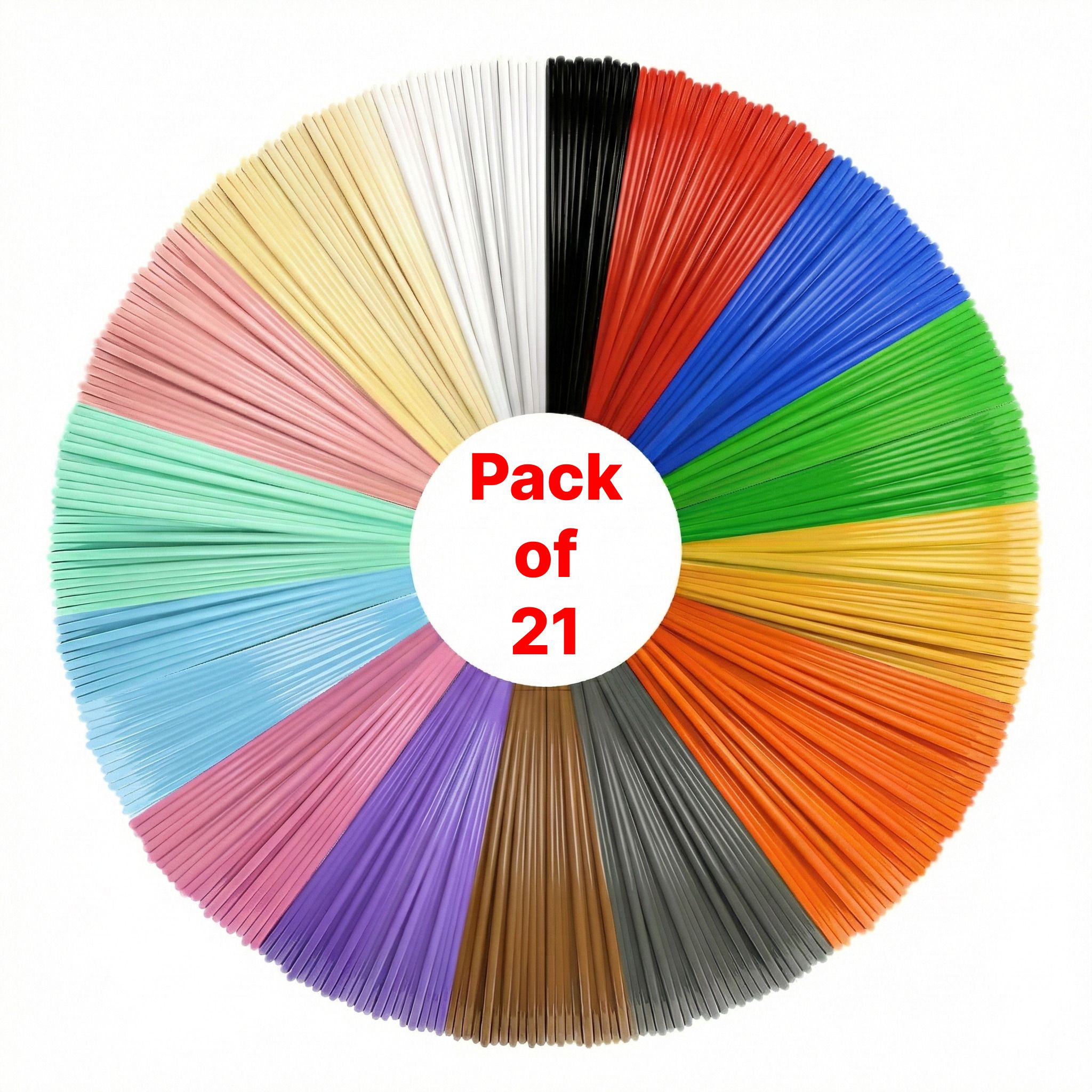 21Pcs PLA+ 3D pen filament refill, 5 meters each (Multicolor) Extruder
