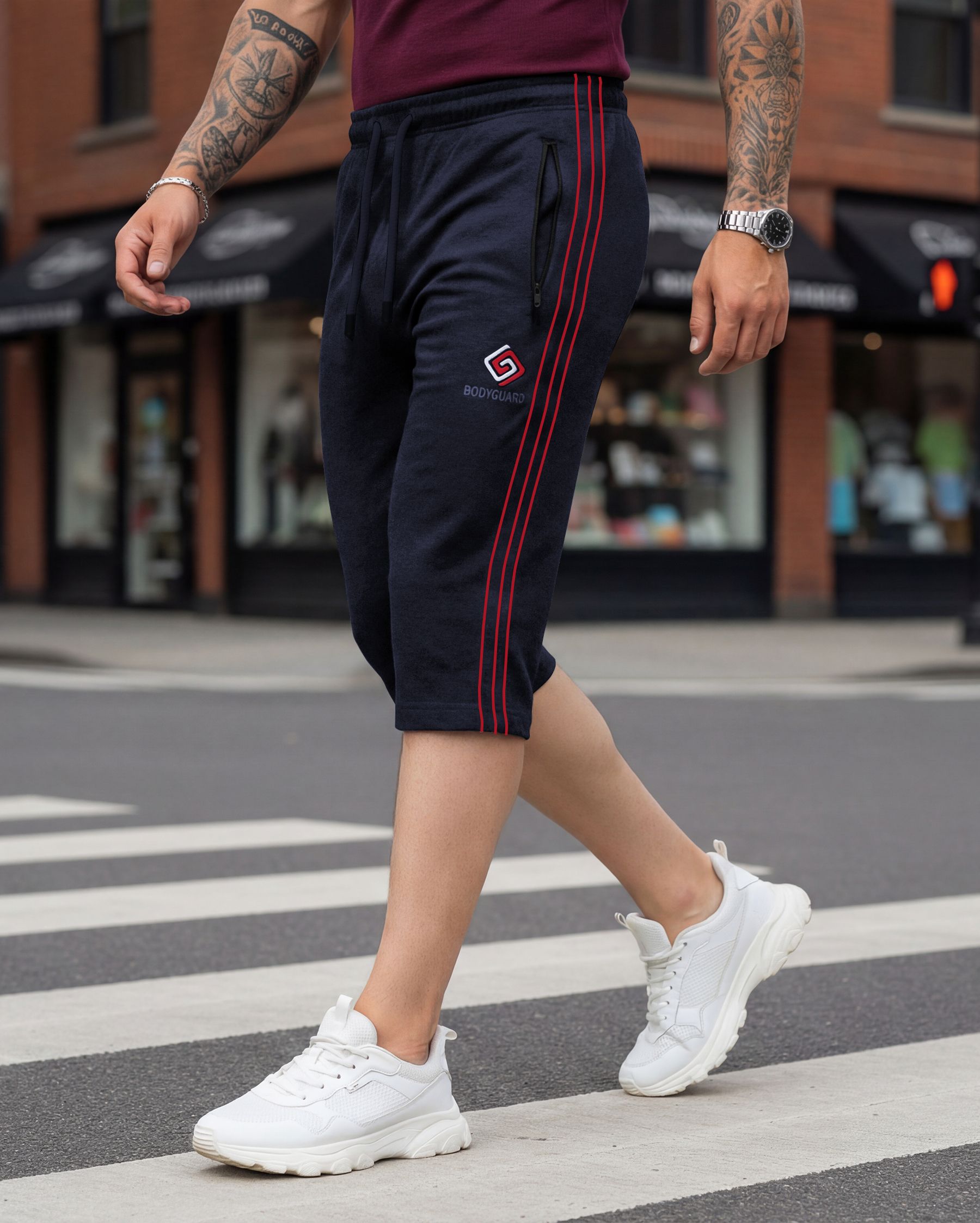 feel track Striped Men Three Fourths-picture-27